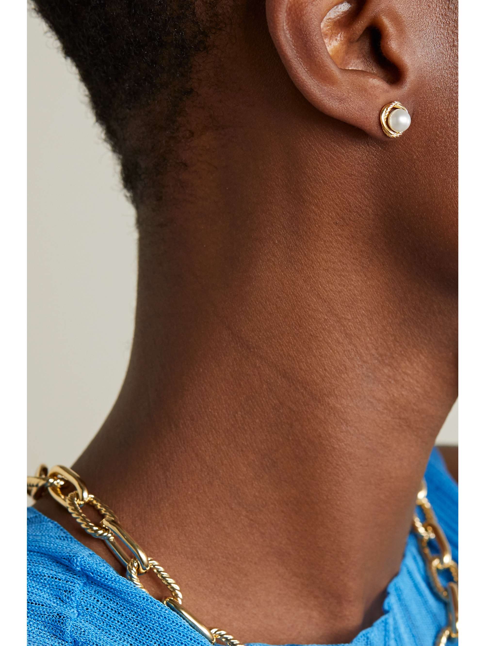 DAVID YURMAN Crossover Infinity 18-karat gold pearl earrings