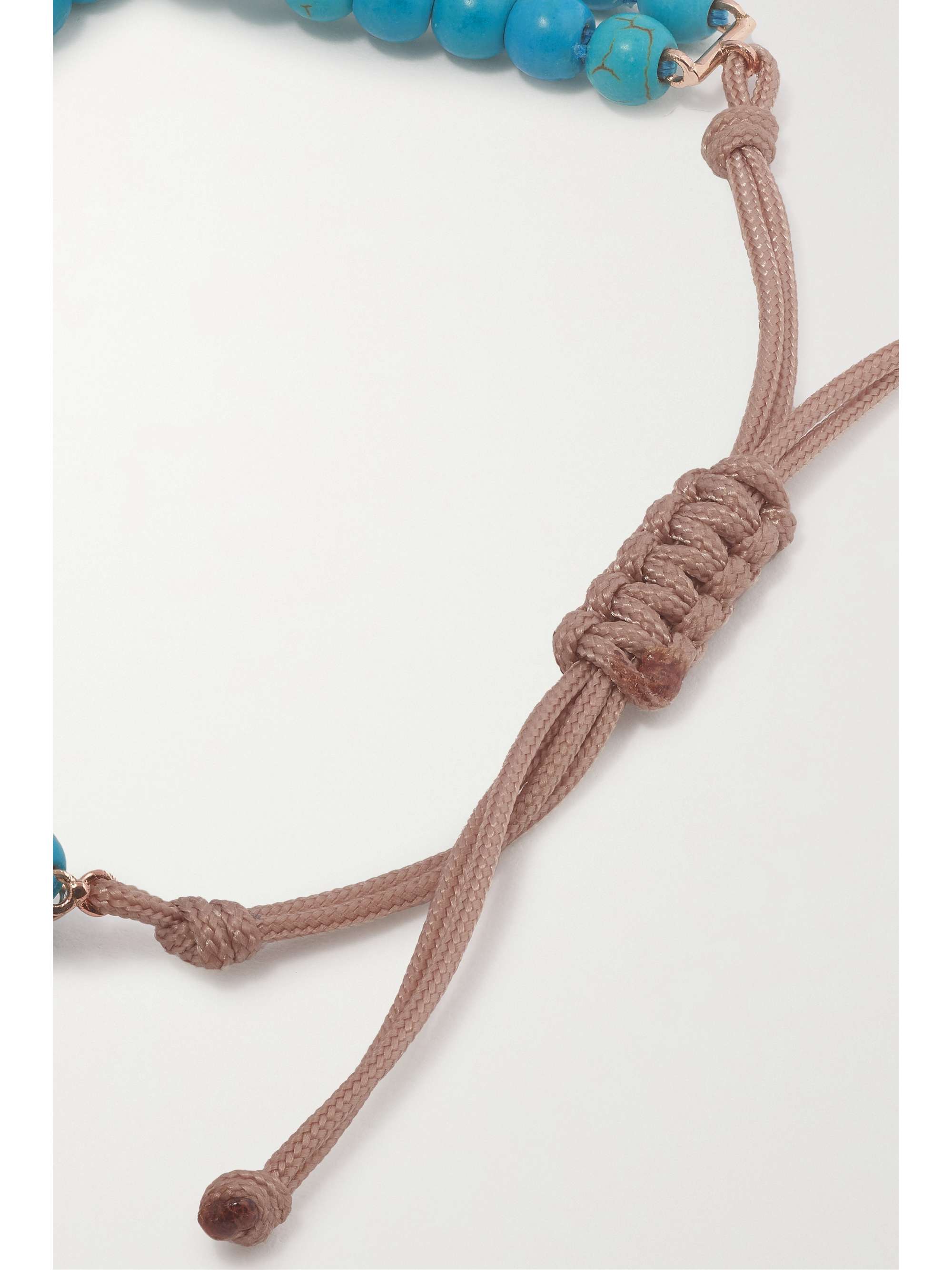 DIANE KORDAS 14-karat rose gold, cord, turquoise and diamond bracelet