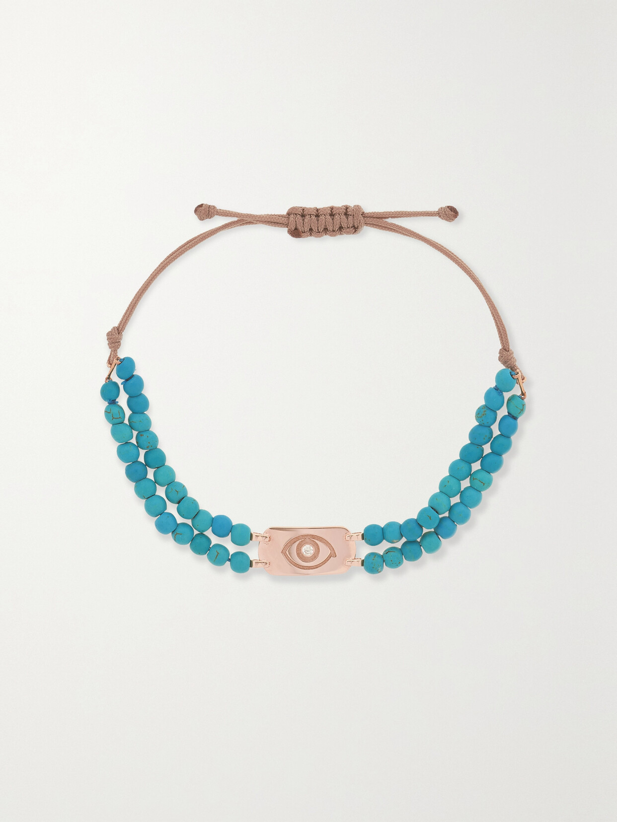 Diane Kordas 14-karat Rose Gold, Cord, Turquoise And Diamond Bracelet