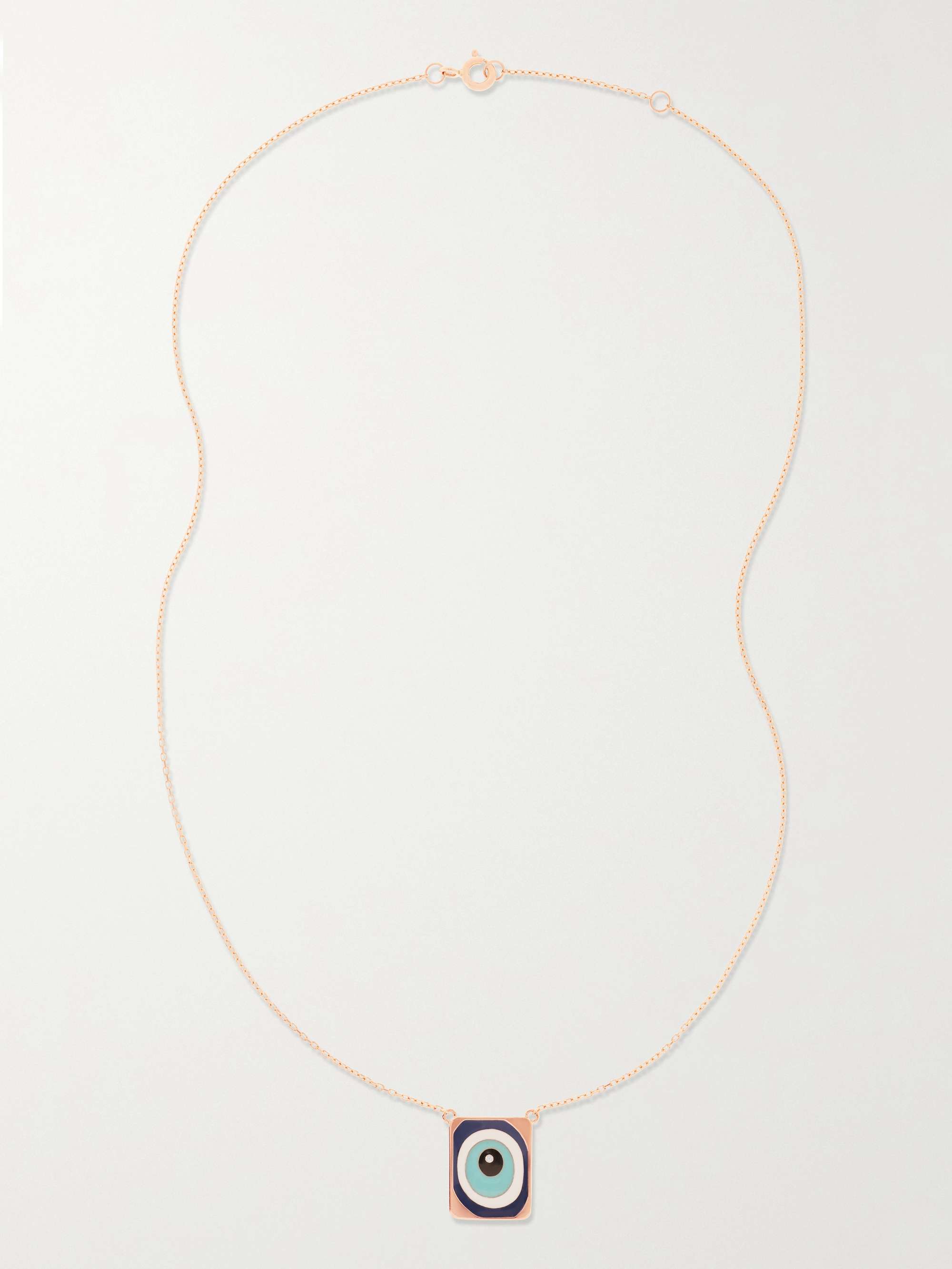 DIANE KORDAS 18-karat rose gold, enamel and diamond necklace