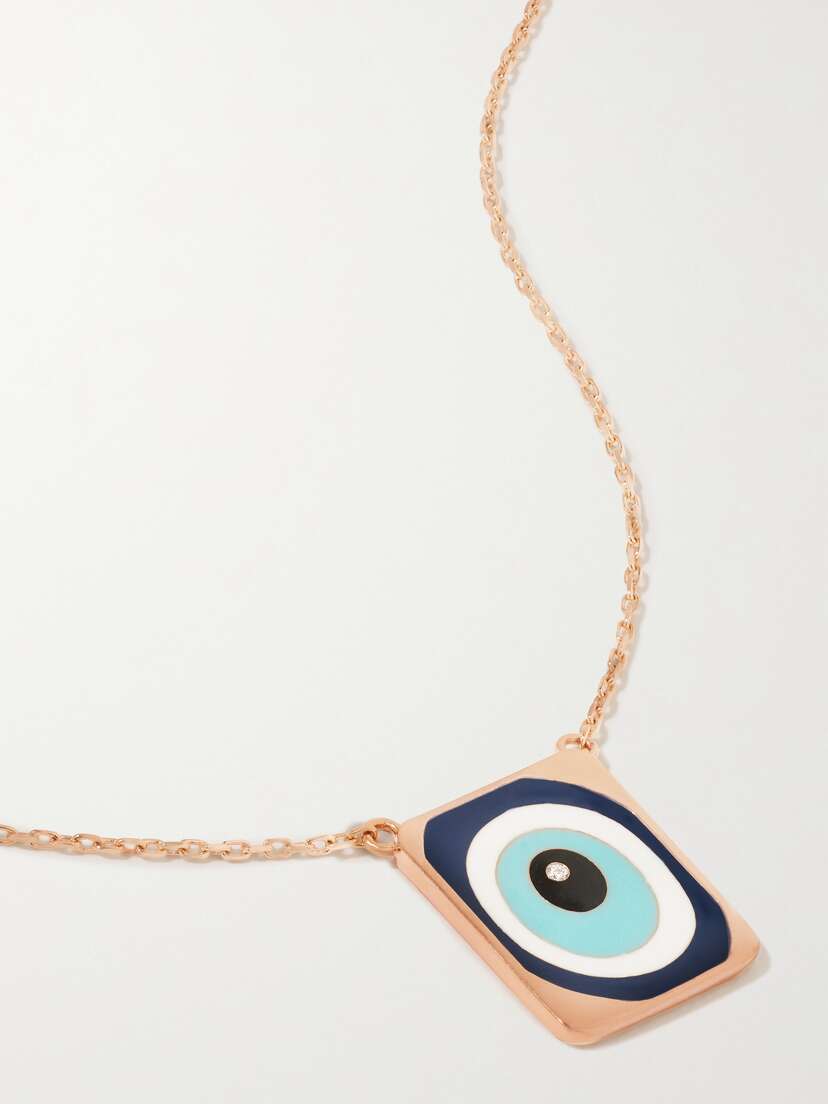 Diane Kordas 18-karat Rose Gold, Enamel And Diamond Necklace