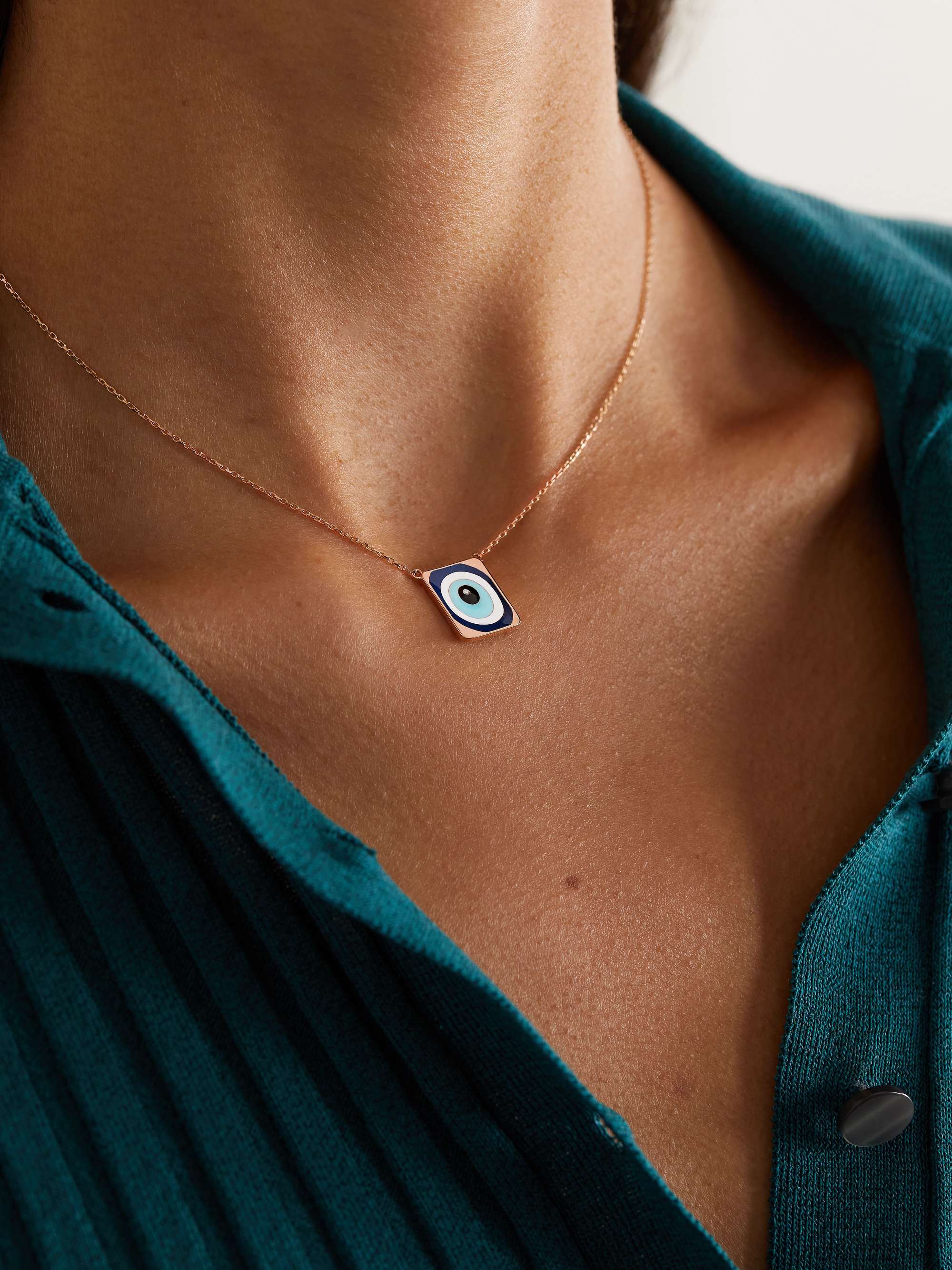 DIANE KORDAS 18-karat rose gold, enamel and diamond necklace