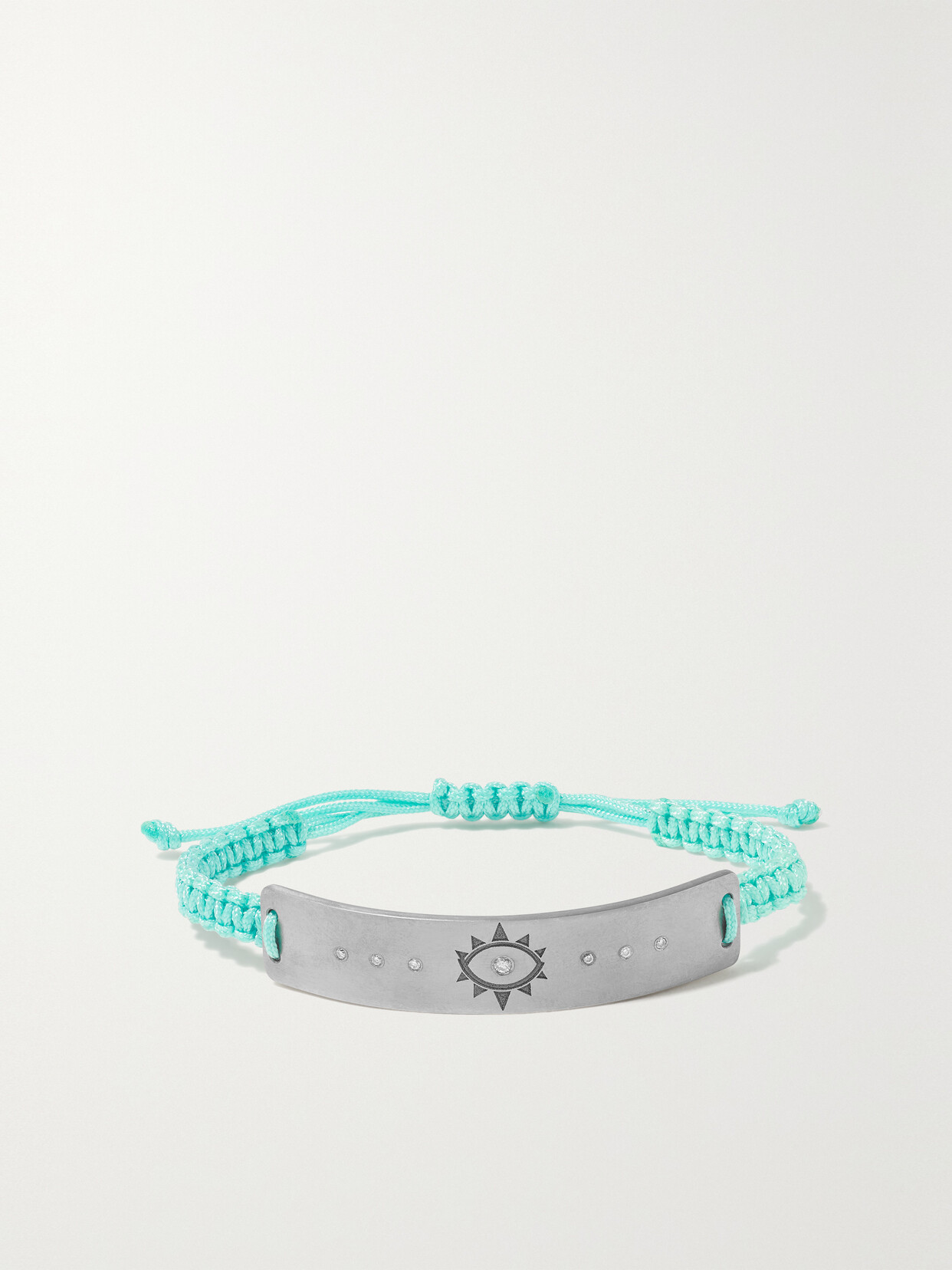 Diane Kordas - Evil Eye Titanium, Cord And Diamond Bracelet - Silver