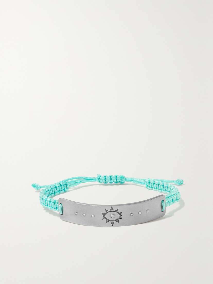 Diane Kordas Evil Eye Titanium, Cord And Diamond Bracelet