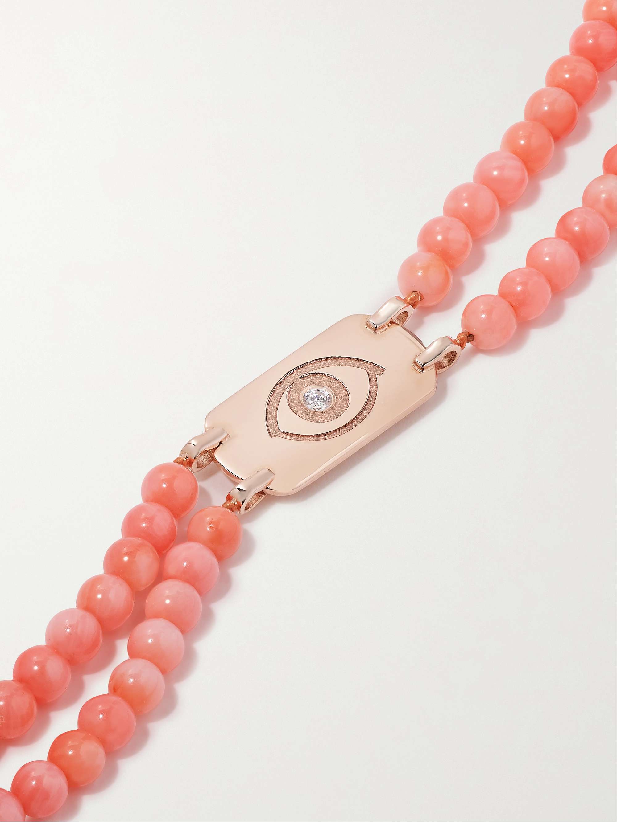 DIANE KORDAS ID 14-karat rose gold, bead and diamond choker