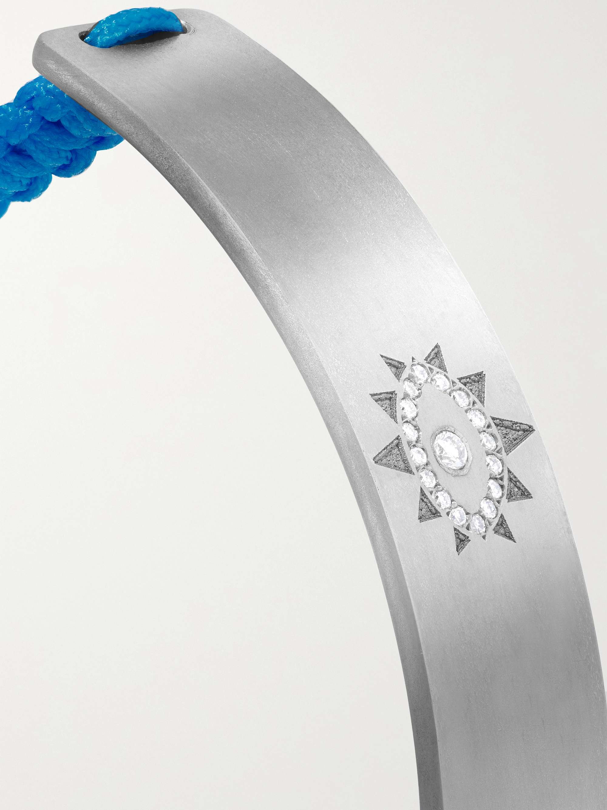 DIANE KORDAS Evil Eye titanium, cord and diamond bracelet