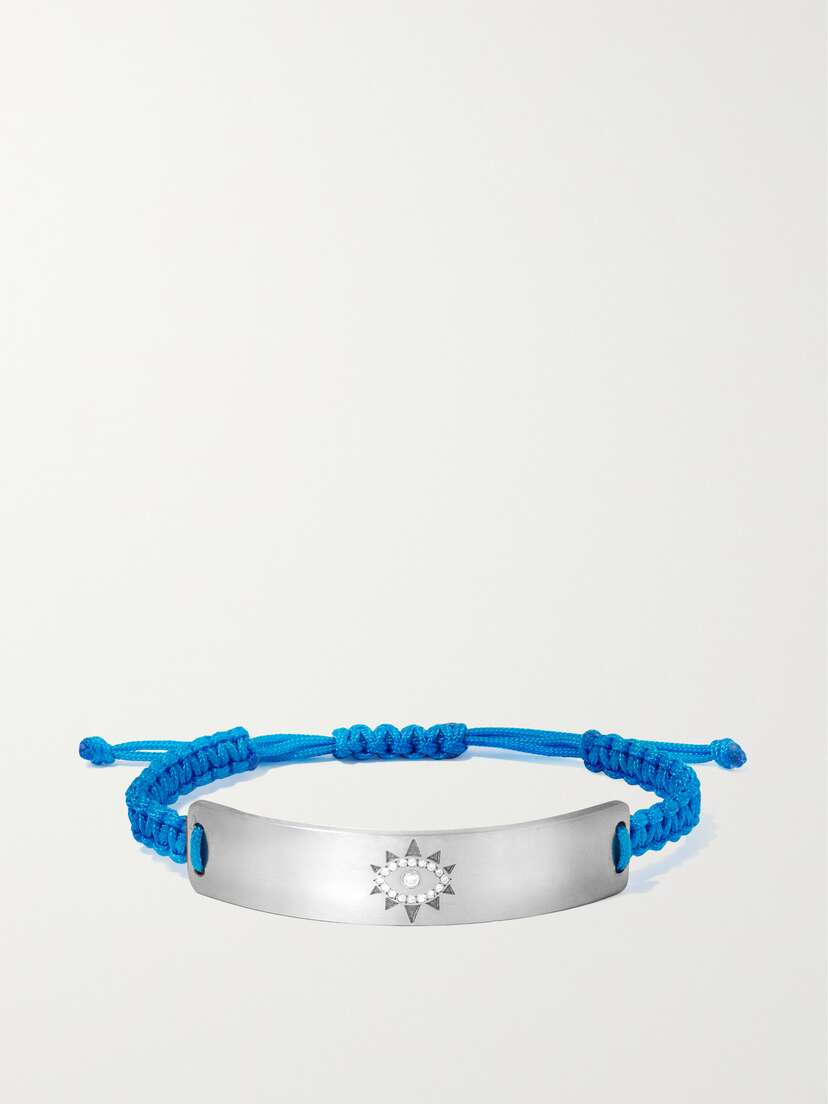 Diane Kordas Evil Eye Titanium, Cord And Diamond Bracelet