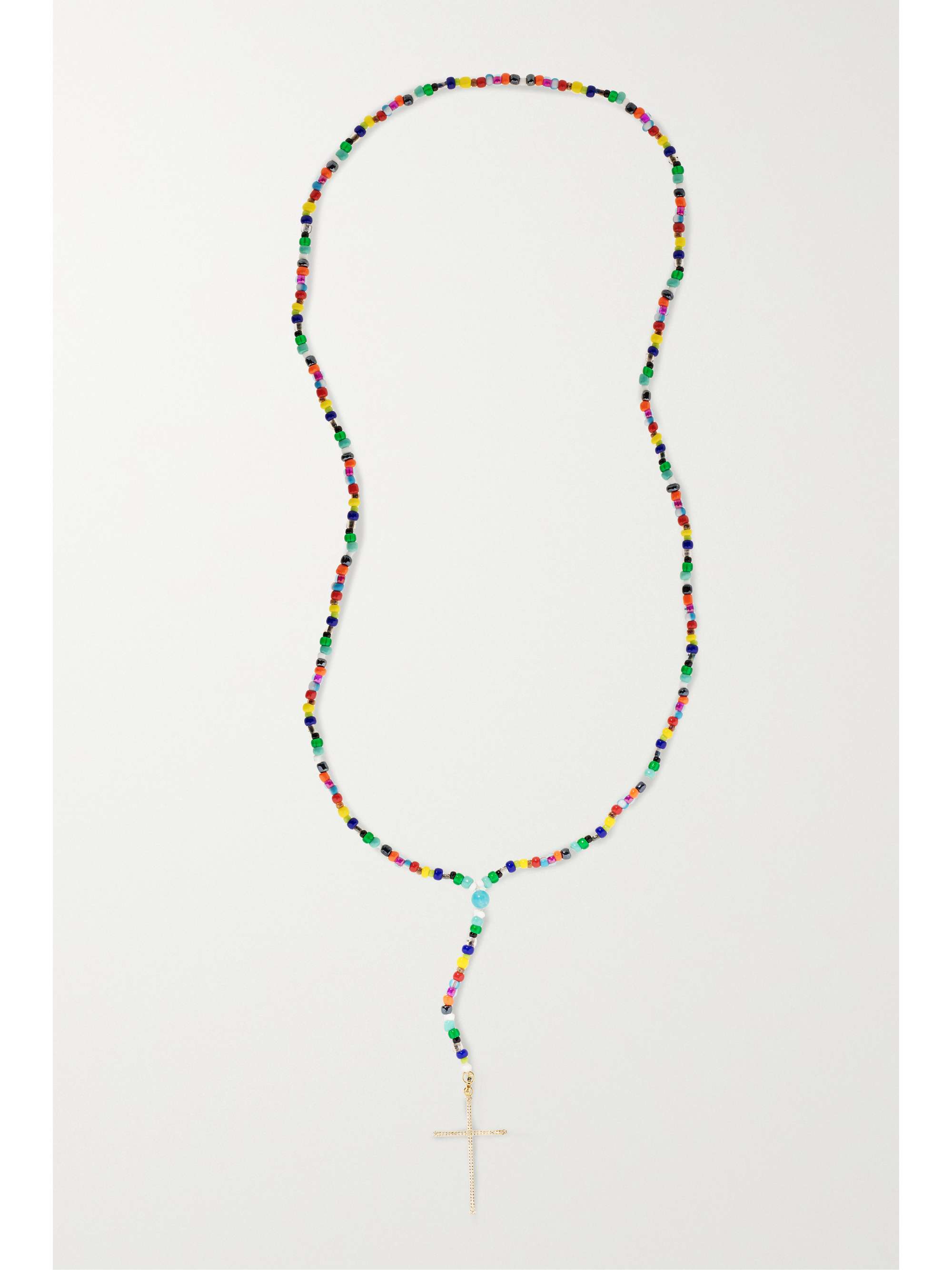 DIANE KORDAS 18-karat rose gold, bead and diamond necklace