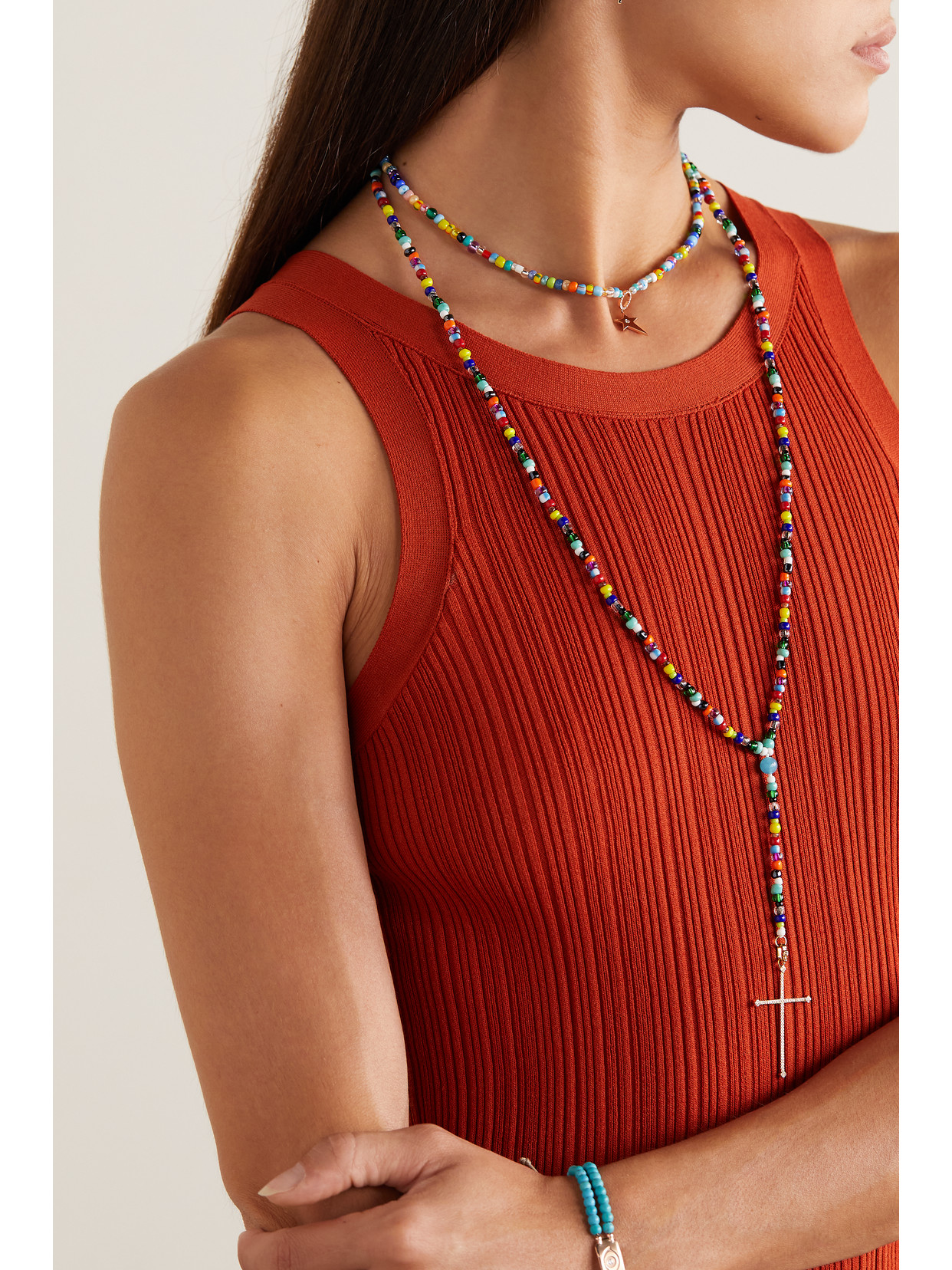 Diane Kordas 18-karat Rose Gold, Bead And Diamond Necklace In Rose Gold