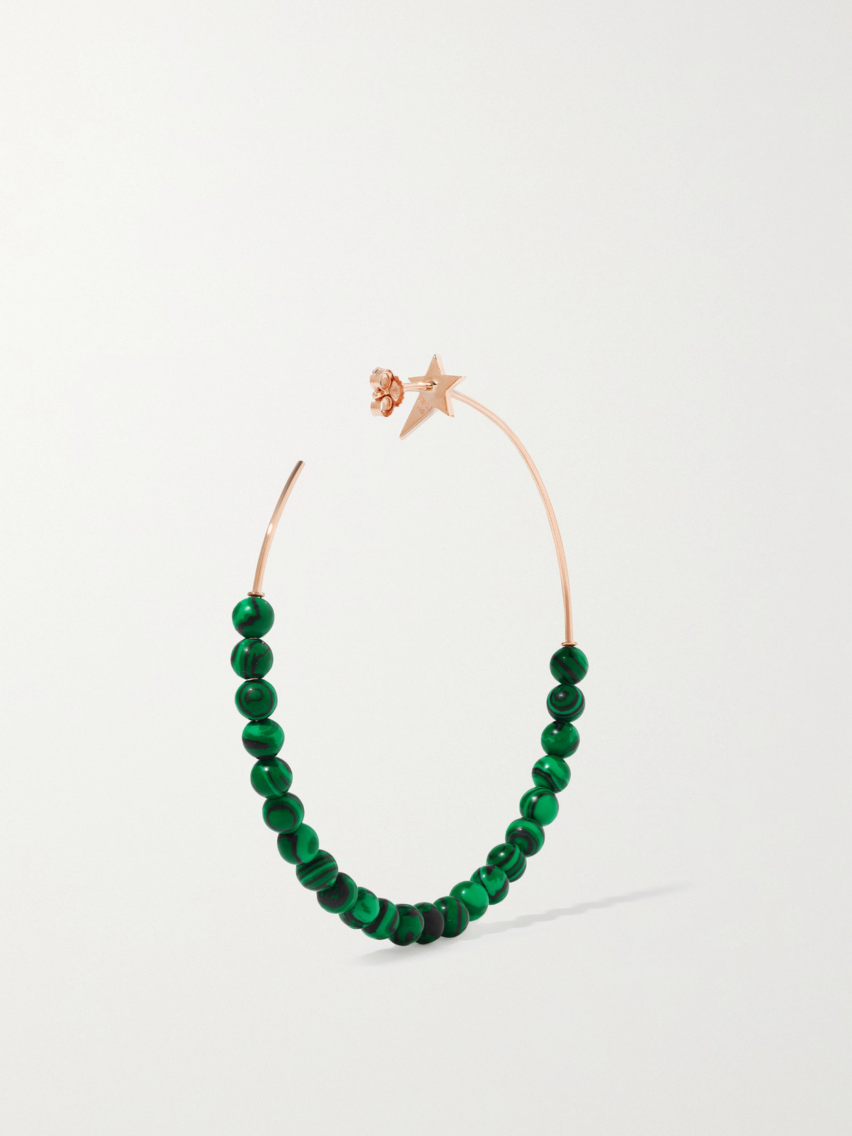 Shop Diane Kordas 18-karat Rose Gold, Malachite And Diamond Hoop Earrings