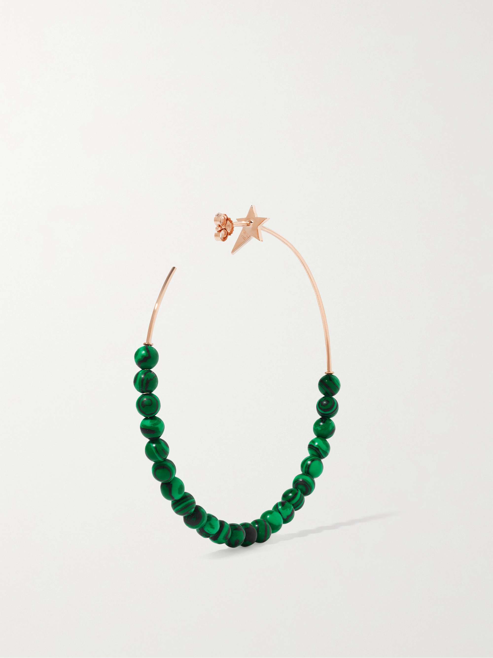 DIANE KORDAS 18-karat rose gold, malachite and diamond hoop earrings