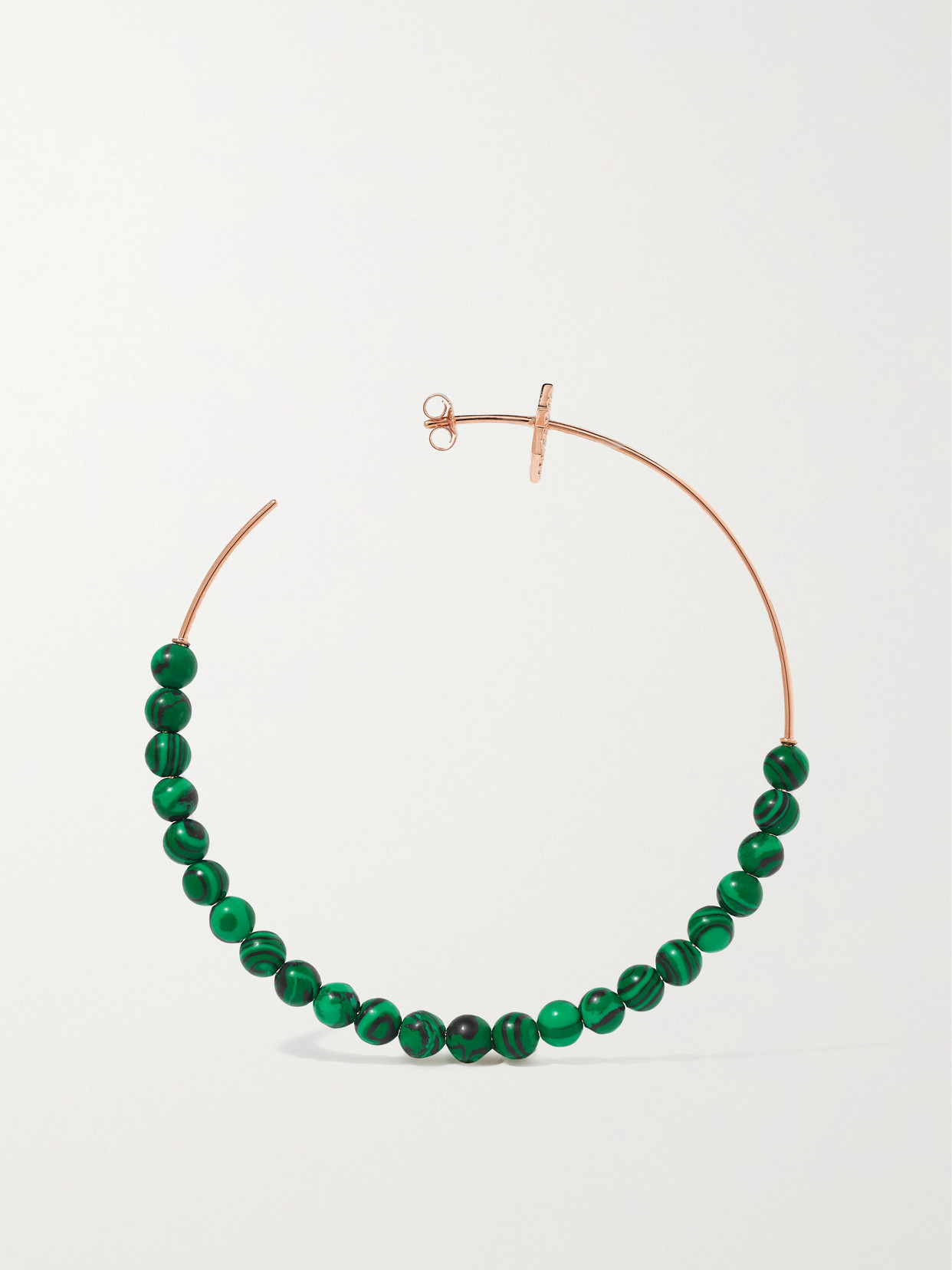 Shop Diane Kordas 18-karat Rose Gold, Malachite And Diamond Hoop Earrings