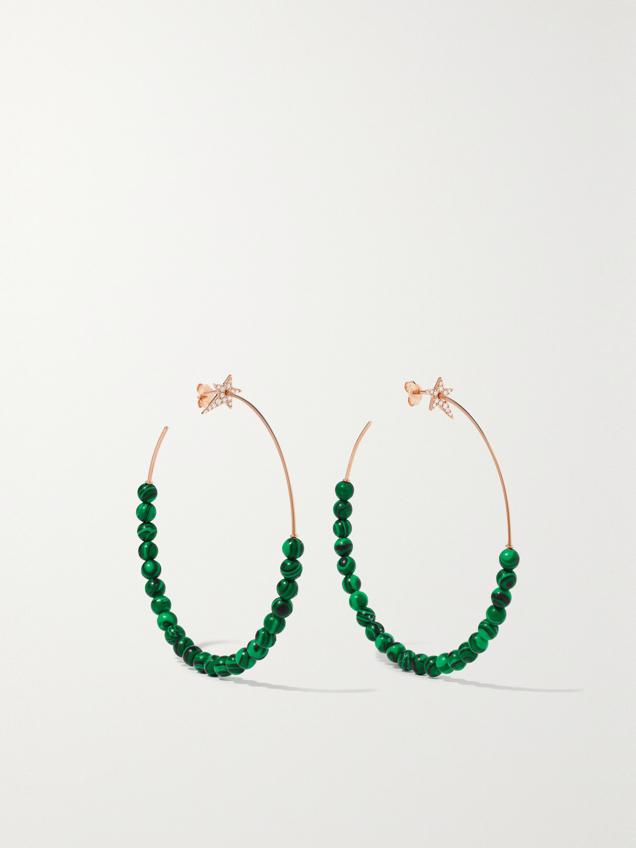 Diane Kordas 18-karat Rose Gold, Malachite And Diamond Hoop Earrings