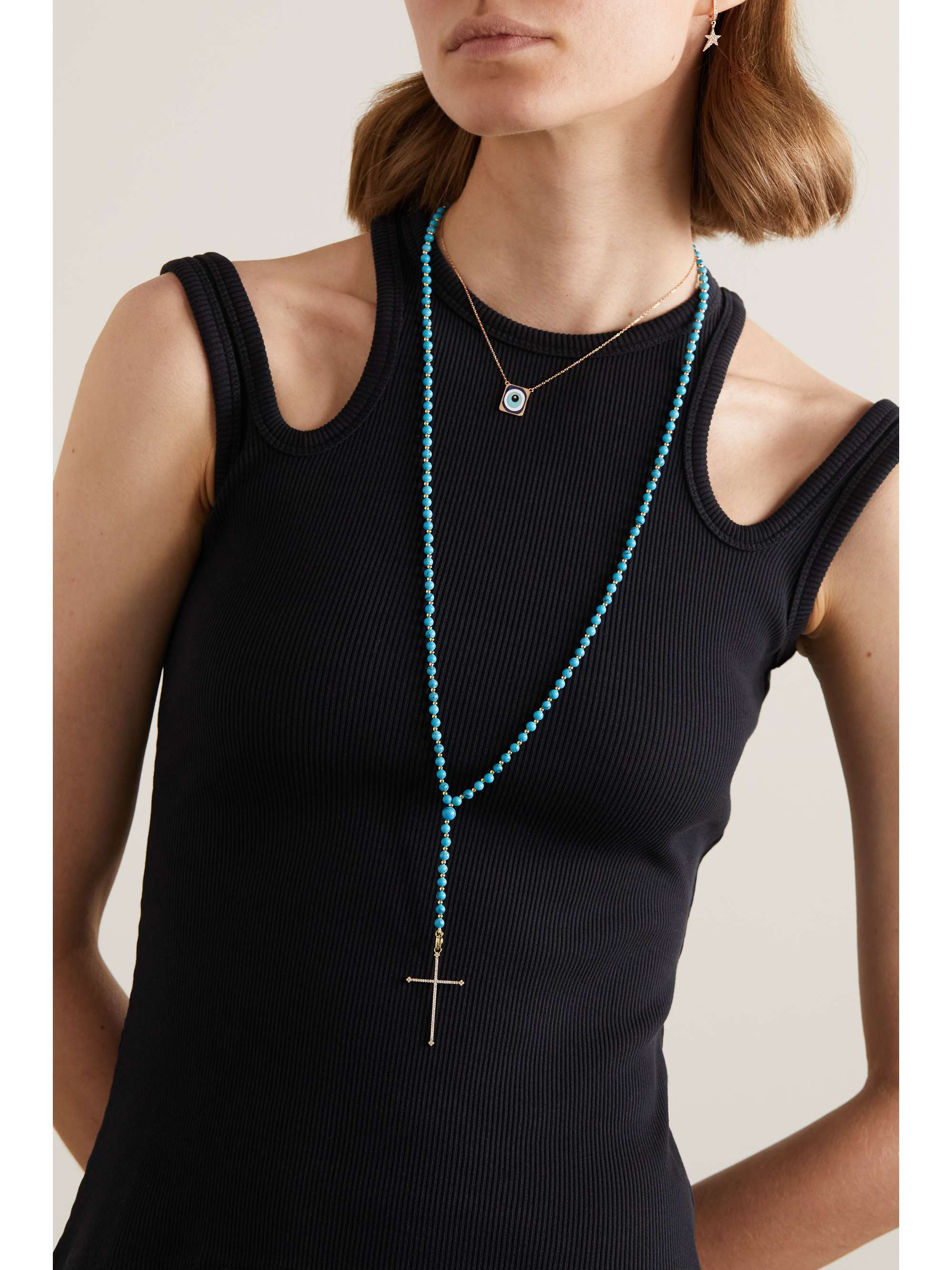DIANE KORDAS 18-karat gold, turquoise and diamond necklace
