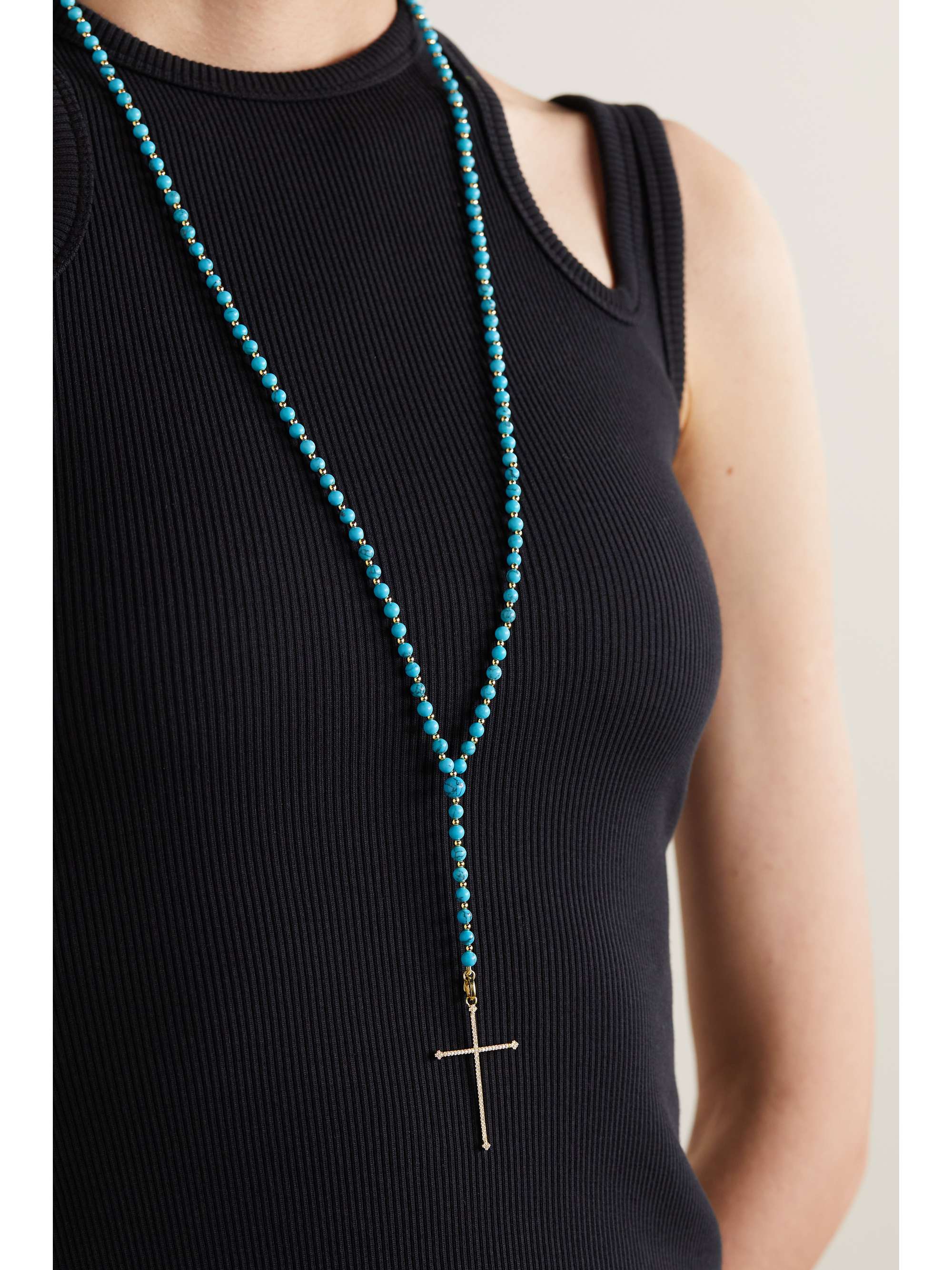 DIANE KORDAS 18-karat gold, turquoise and diamond necklace
