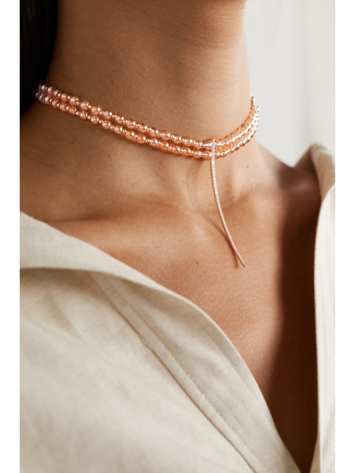 Diane Kordas 18-karat Gold, Quartz And Diamond Choker In Gold