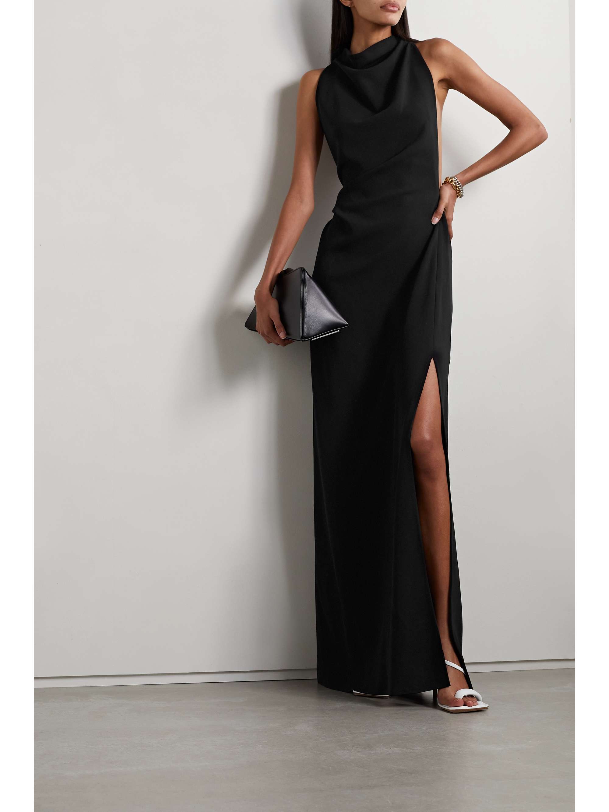 Black Open-back draped crepe maxi dress | PROENZA SCHOULER | NET-A-PORTER