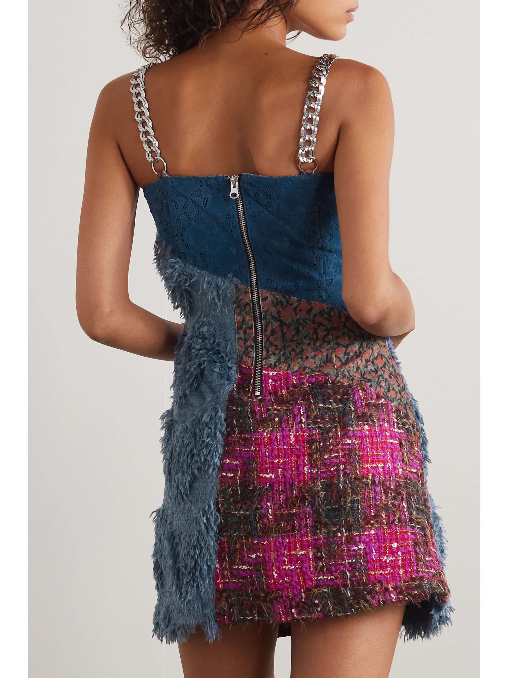 ANDERSSON BELL Reese patchwork velvet, tweed, bouclé and lace mini dress