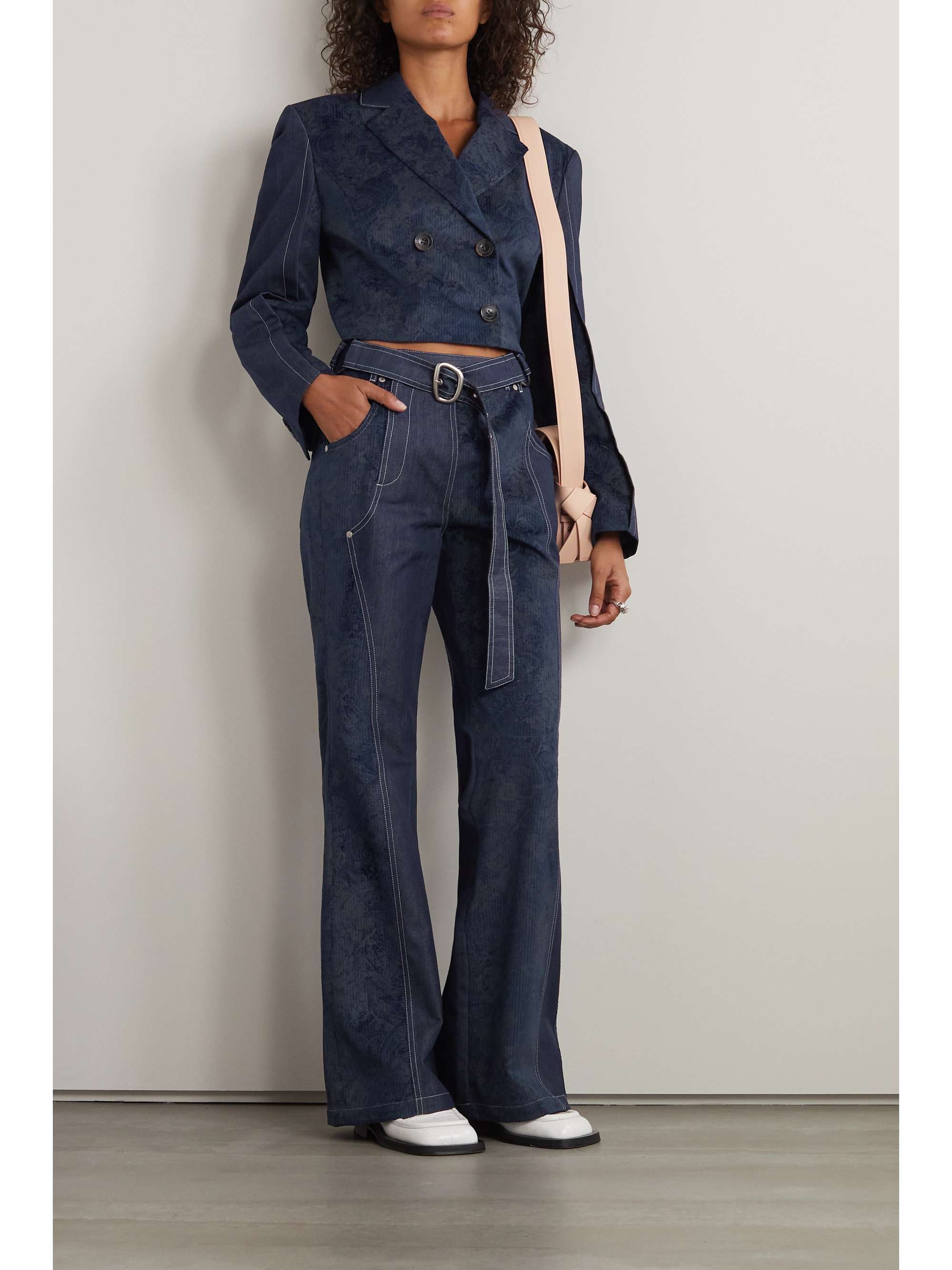 ANDERSSON BELL Nessy cottonvelvet jacquard and denim wideleg pants