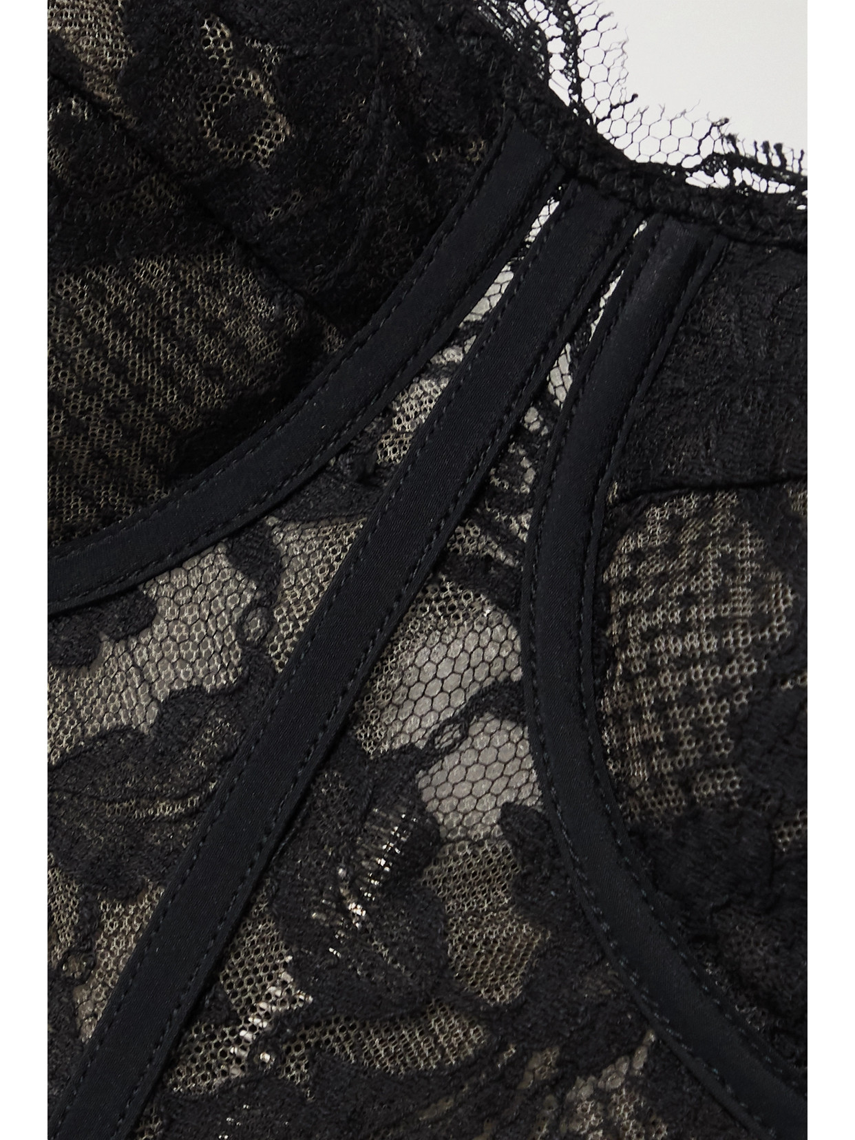 Alexander Mcqueen Satin-trimmed Cotton-blend Corded Lace Bustier Top In Black