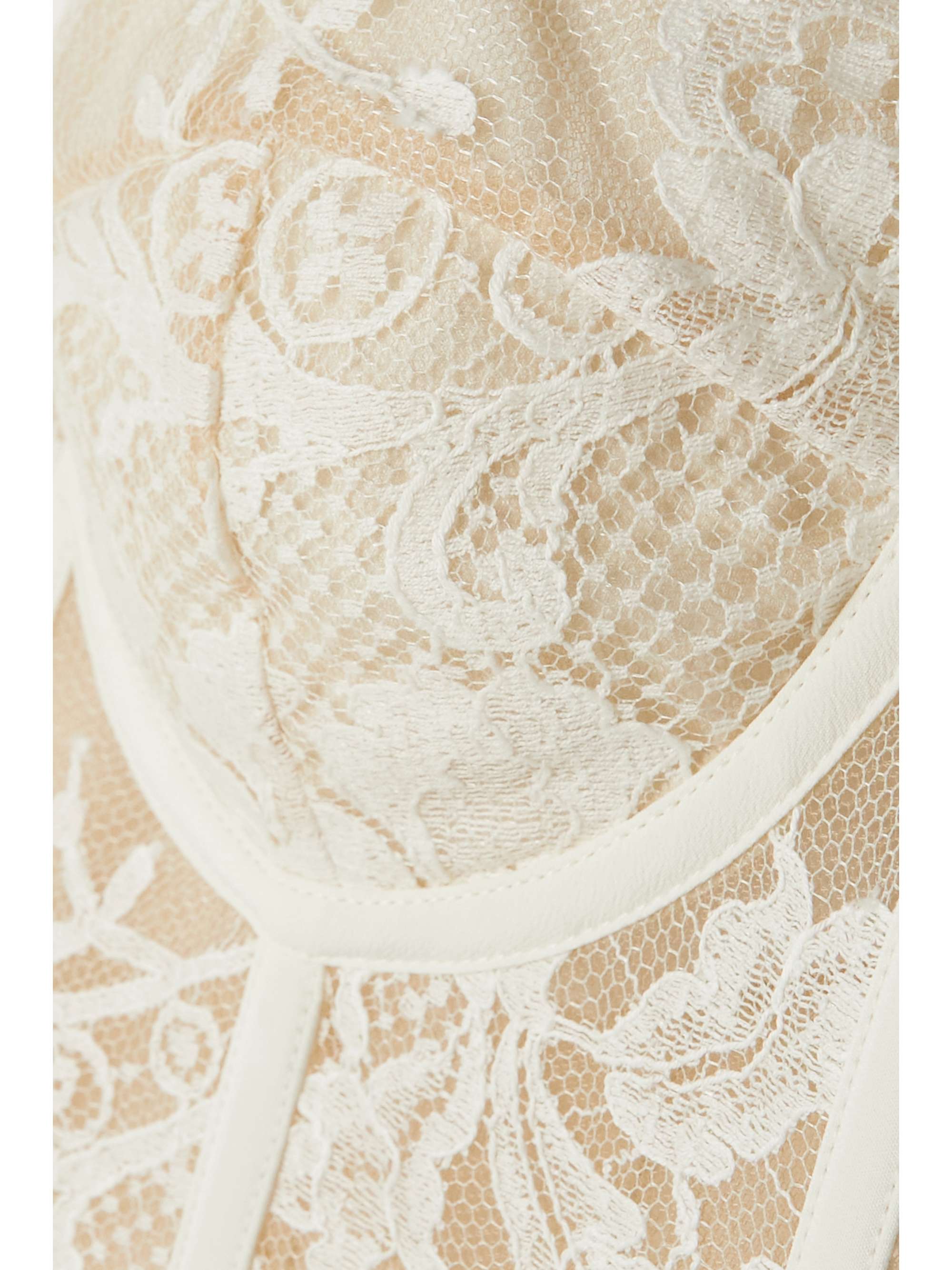 MCQUEEN Satin-trimmed cotton-blend corded lace bustier top