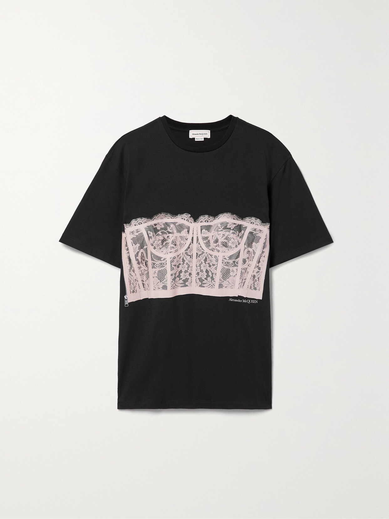 Shop Alexander Mcqueen Printed Cotton-jersey T-shirt In Black