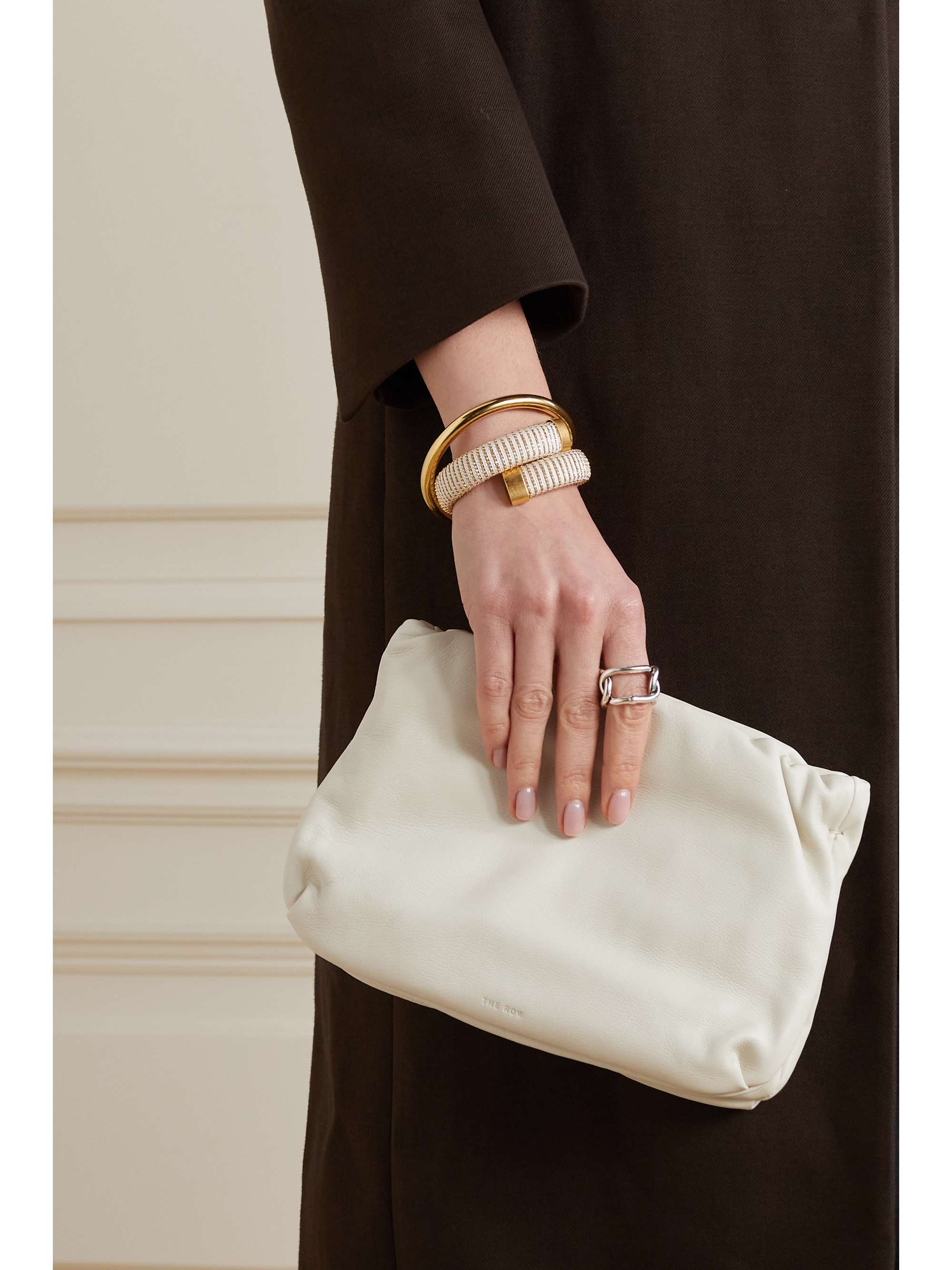 THE ROW Bourse leather clutch NETAPORTER