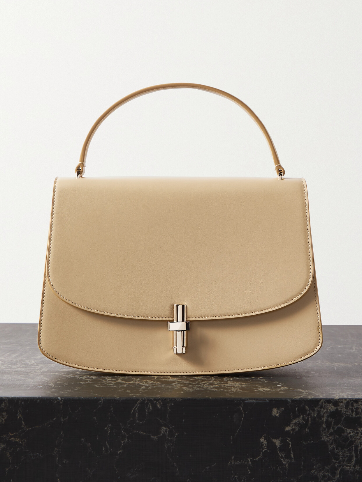 The Row Sofia Medium Leather Tote In Cream