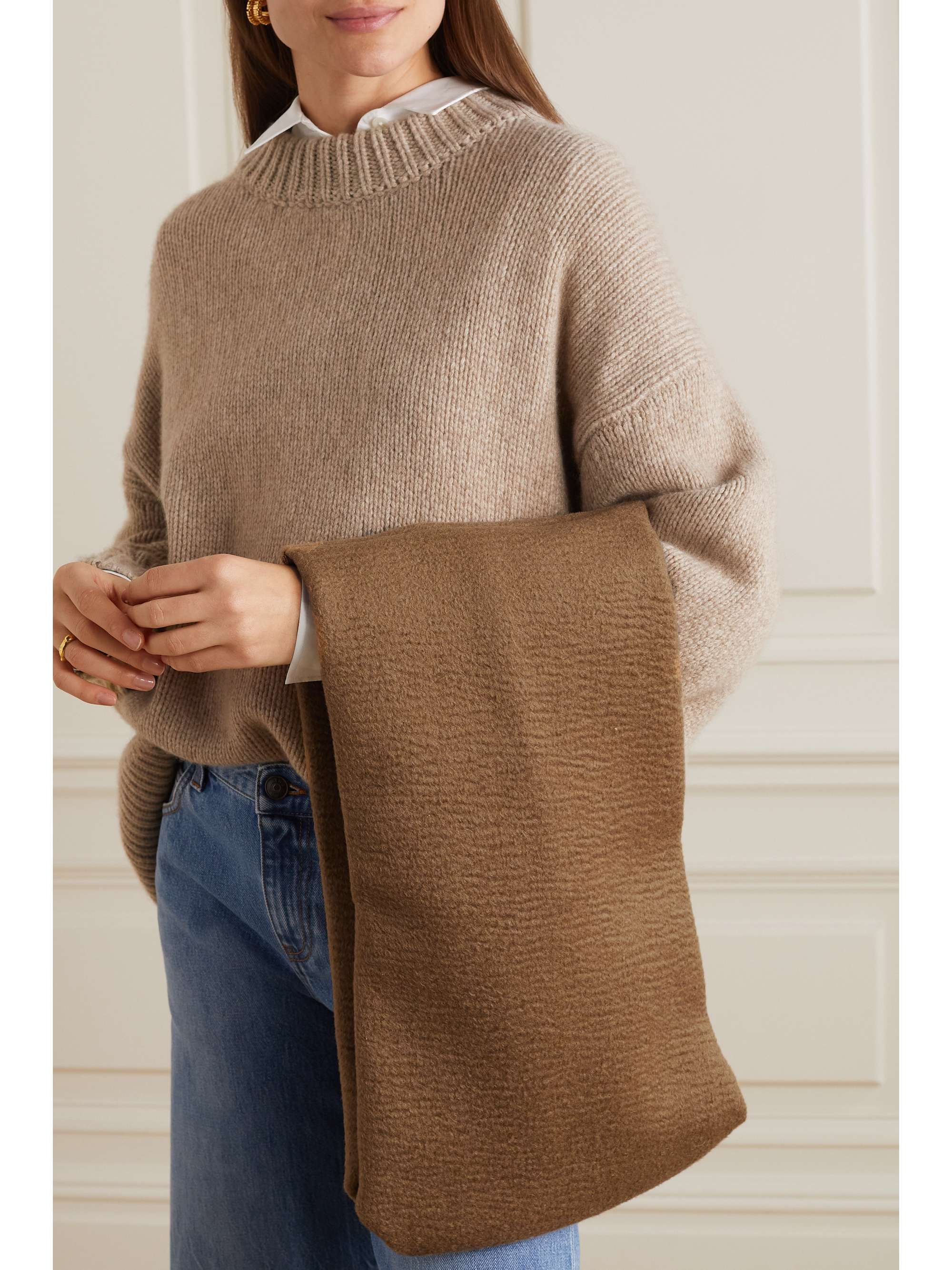 THE ROW Glove large cashmere clutch