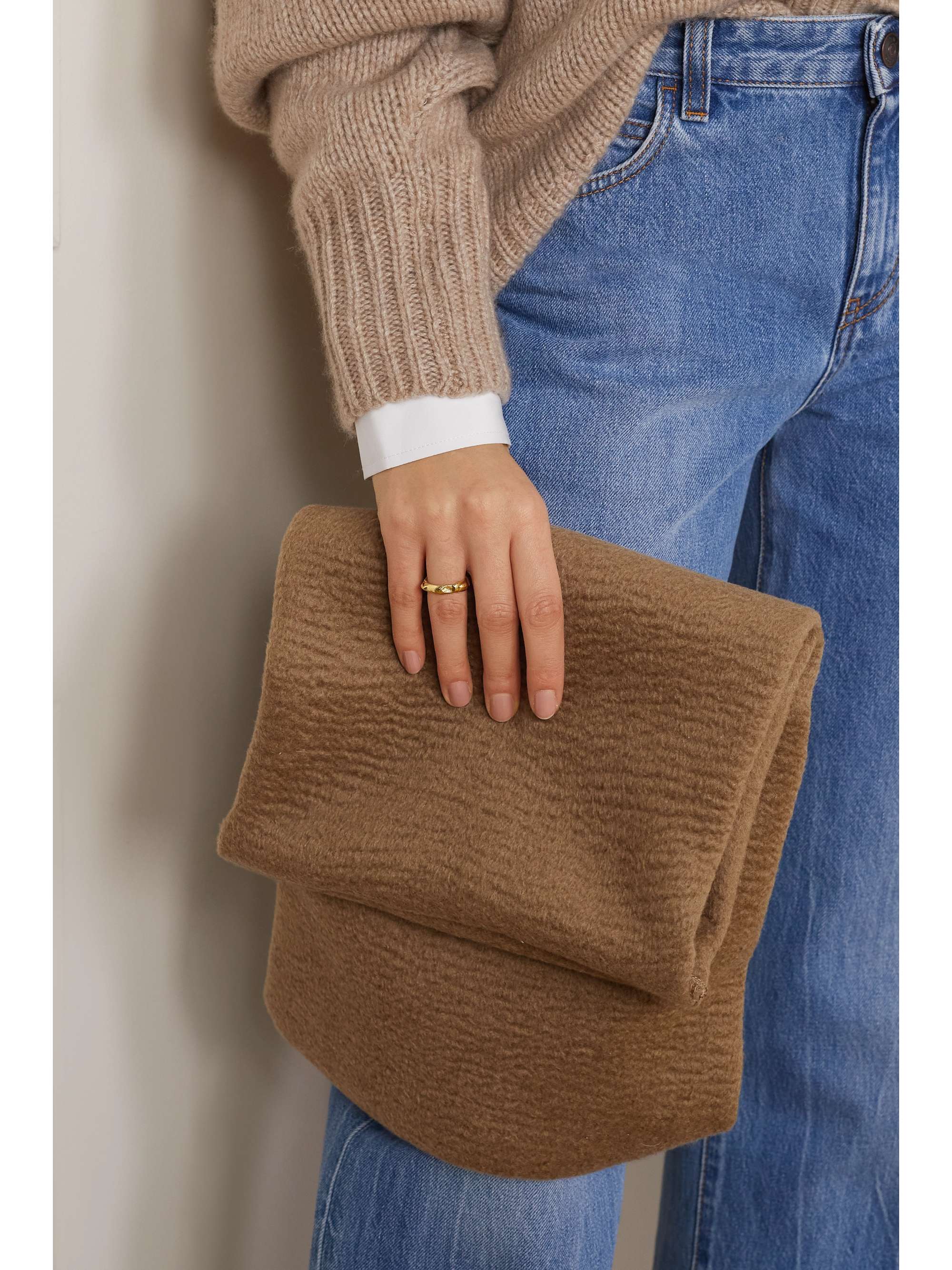 THE ROW Glove large cashmere clutch