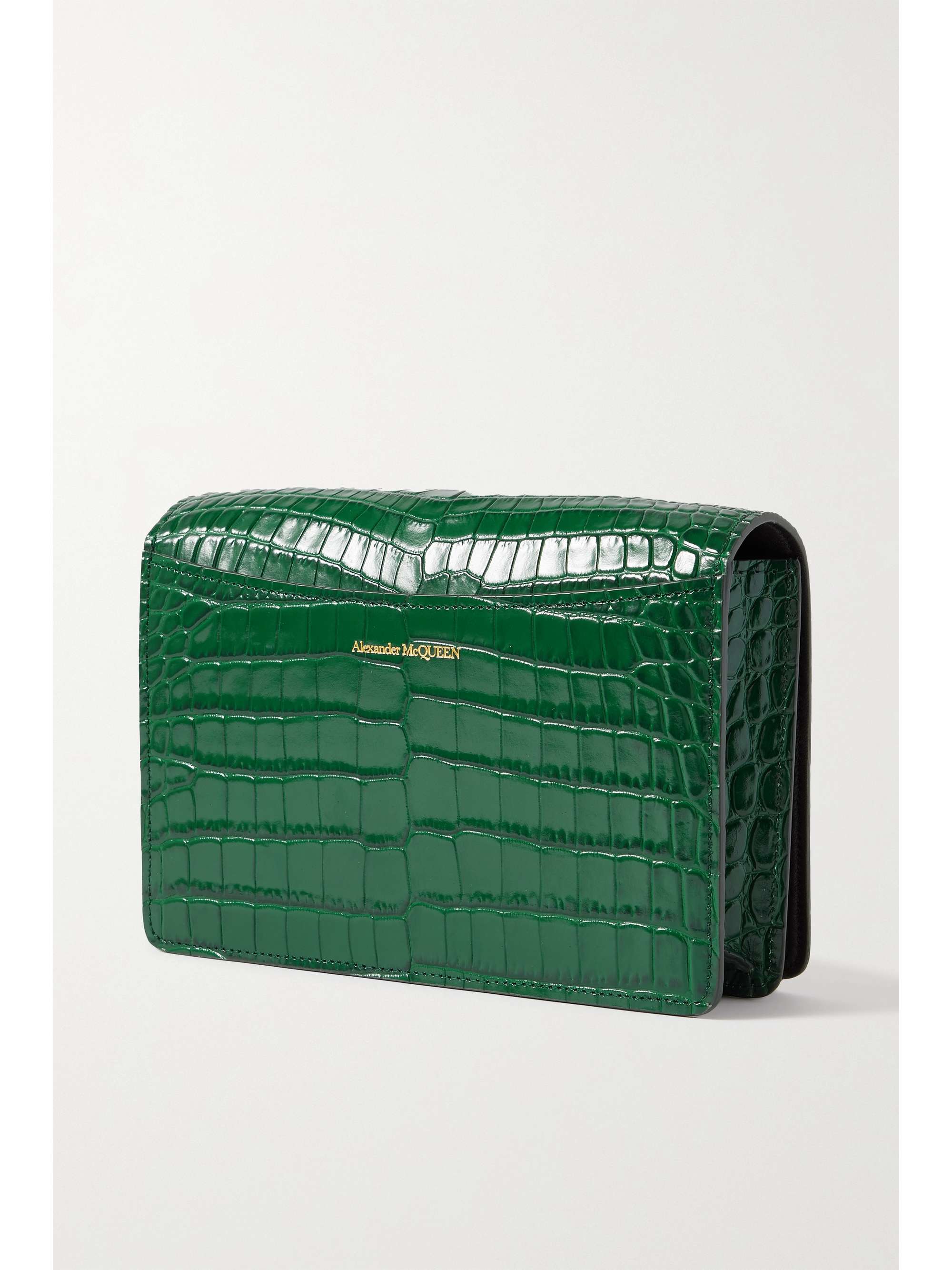 green croc clutch