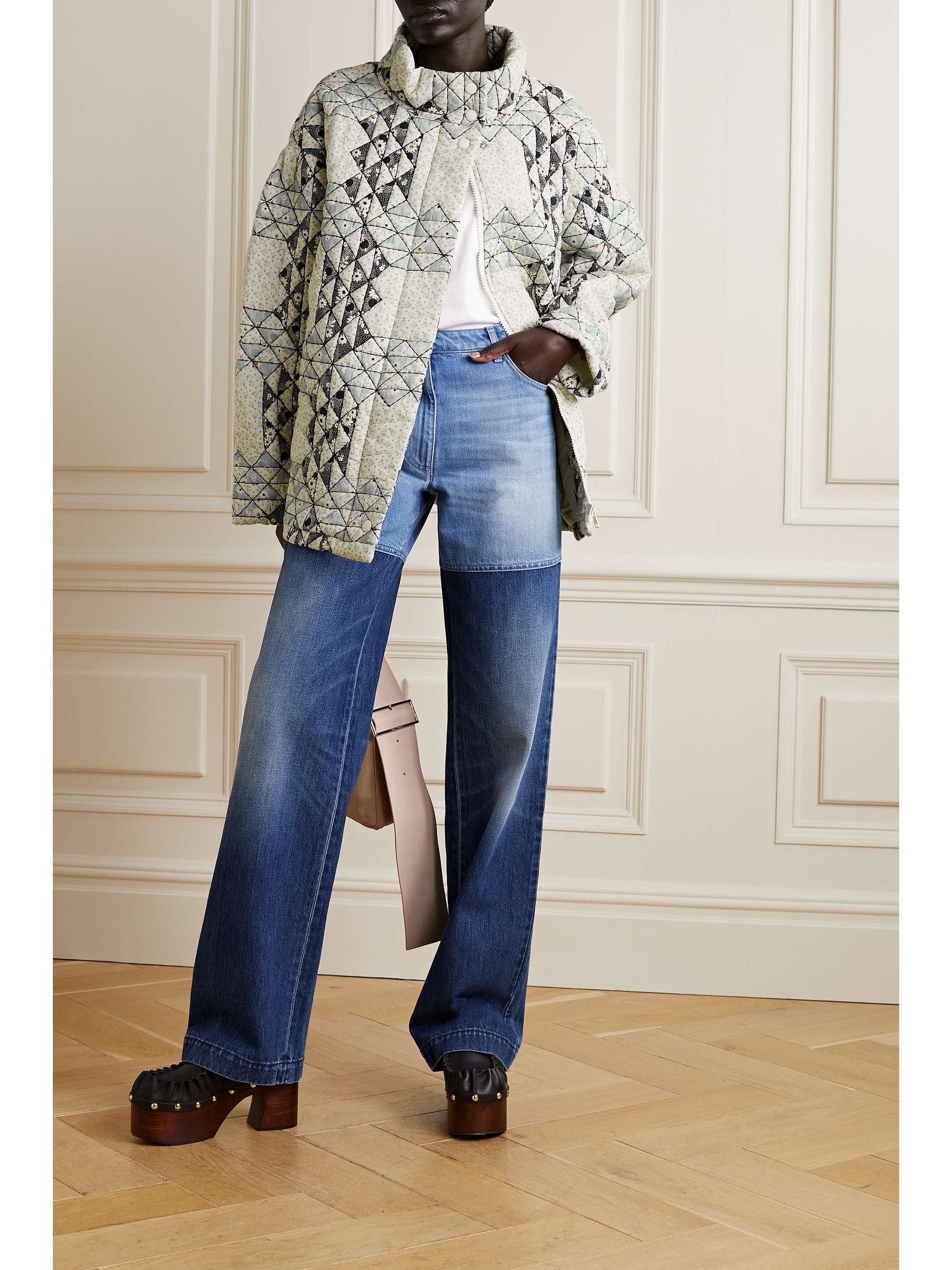 Clemence oversized quilted printed cotton jacket
