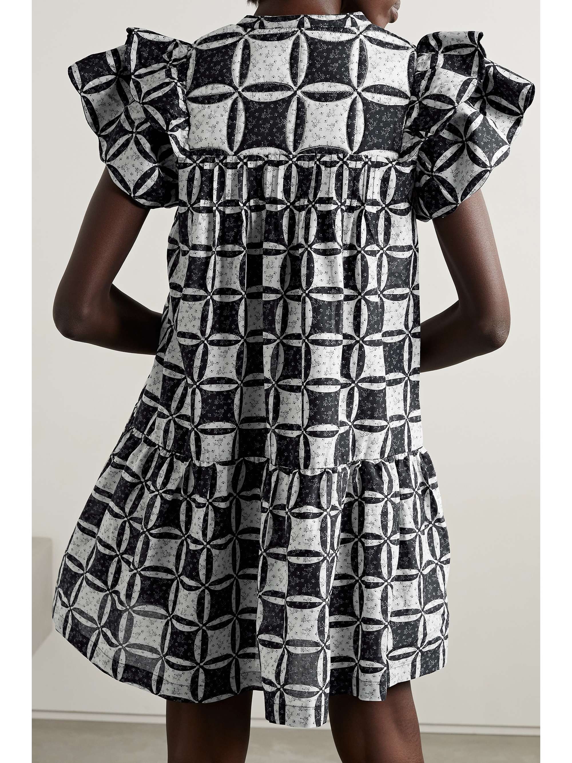 SEA Catalina Calico pleated printed cotton-voile mini dress