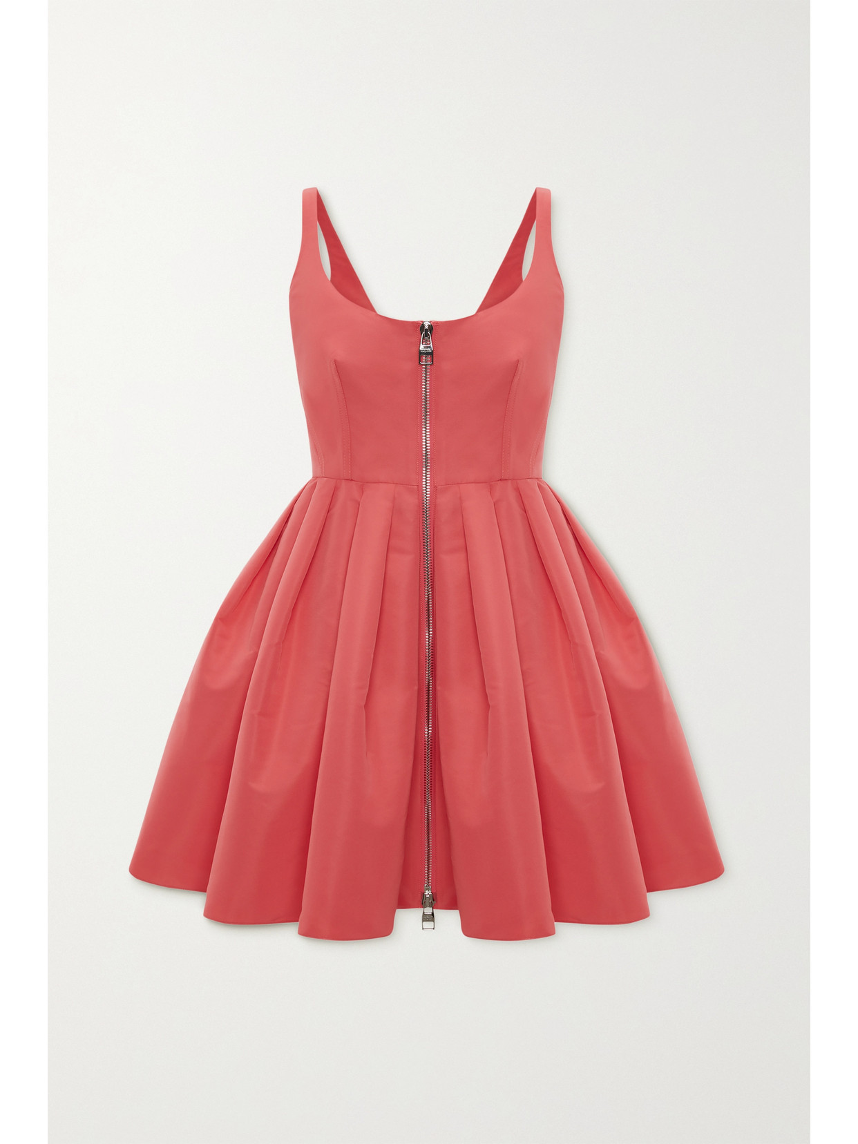 Alexander Mcqueen Zipdetailed Faille Mini Dress In Pink & Purple