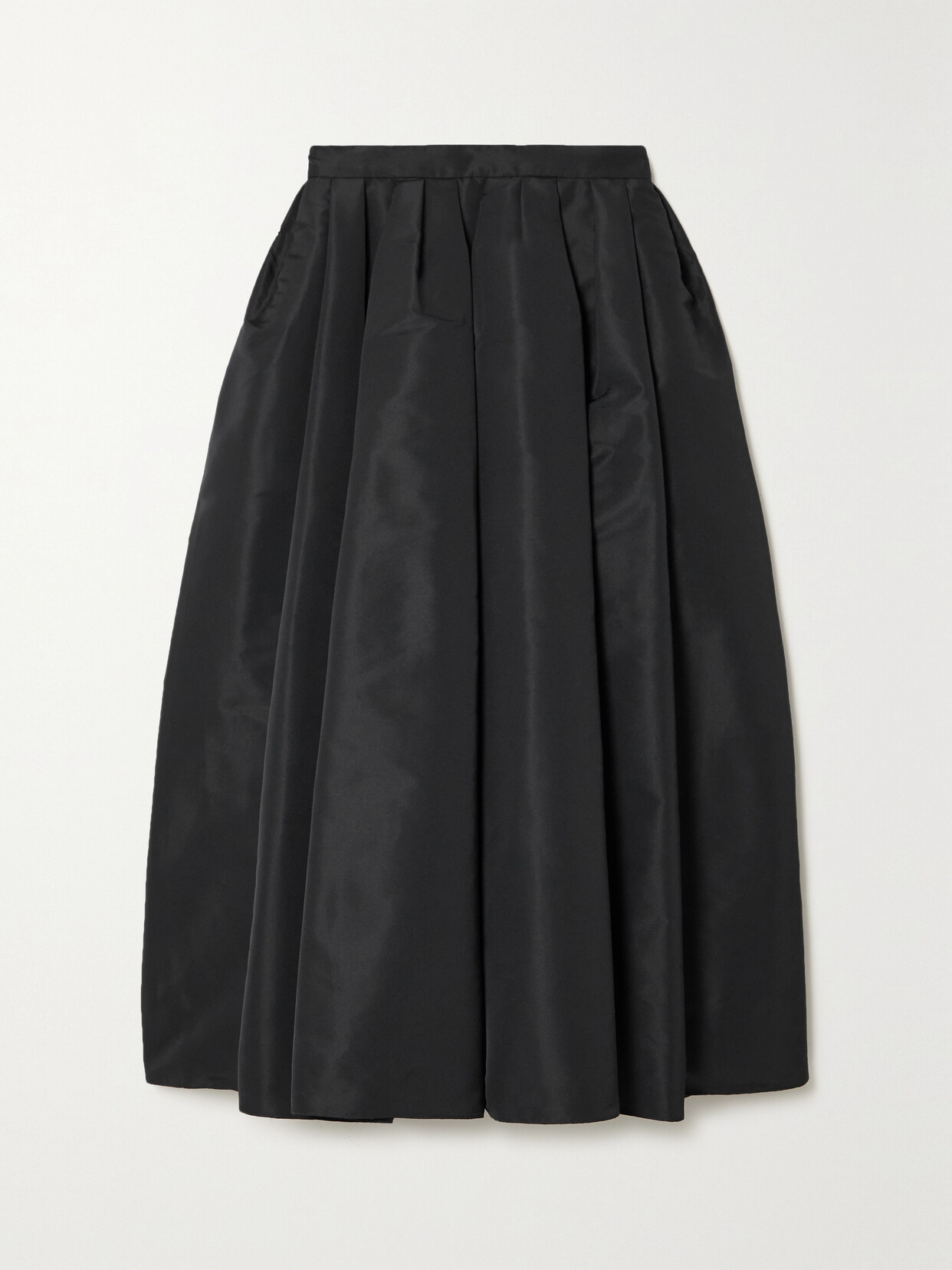 Alexander McQueen Pleated Faille Midi Skirt - Black