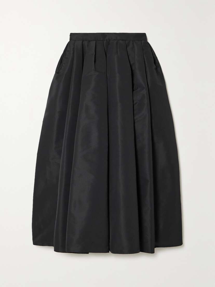 McQueen Pleated Faille Midi Skirt