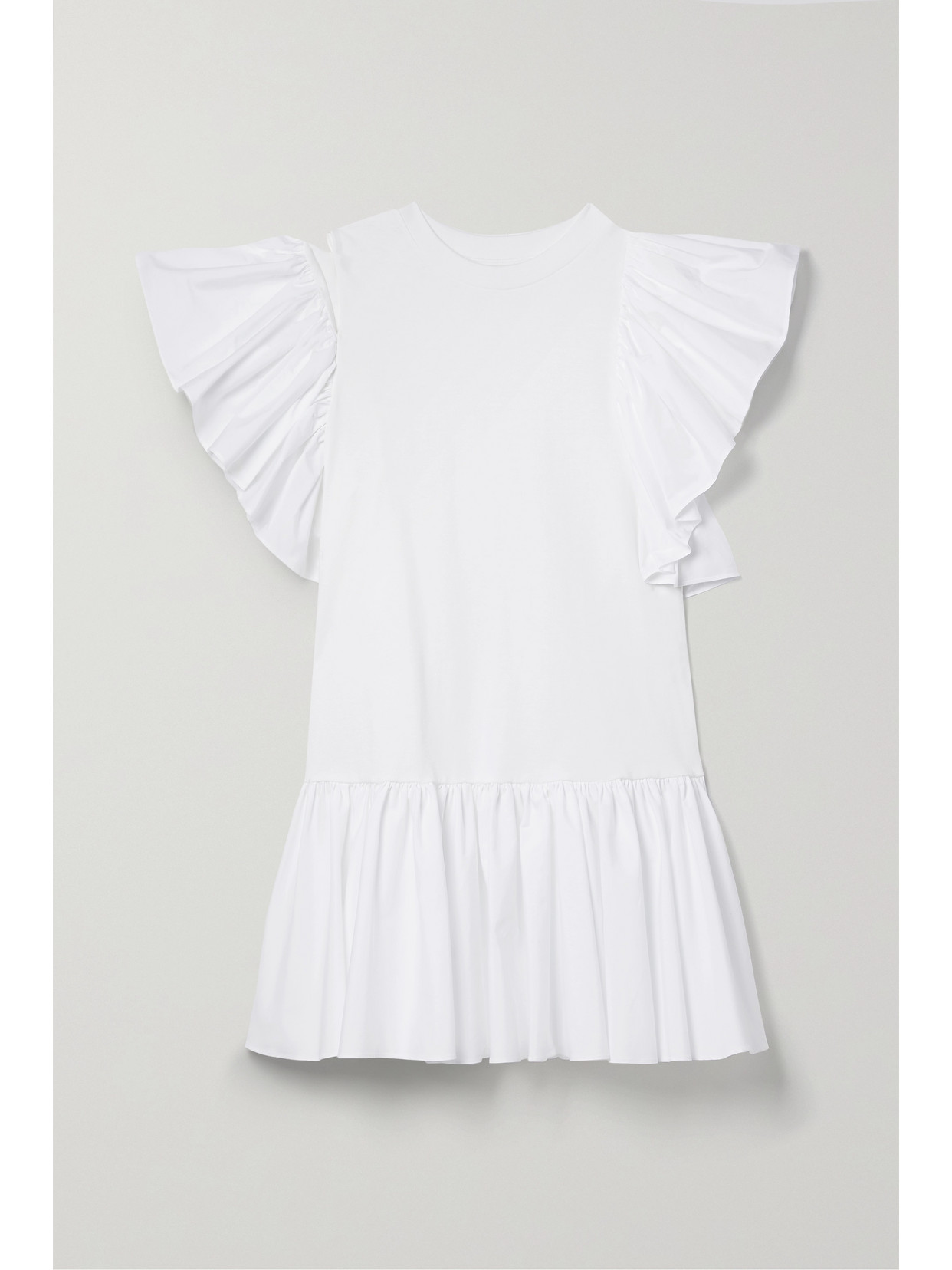 Alexander Mcqueen Ruffle-trimmed Cotton Minidress In White