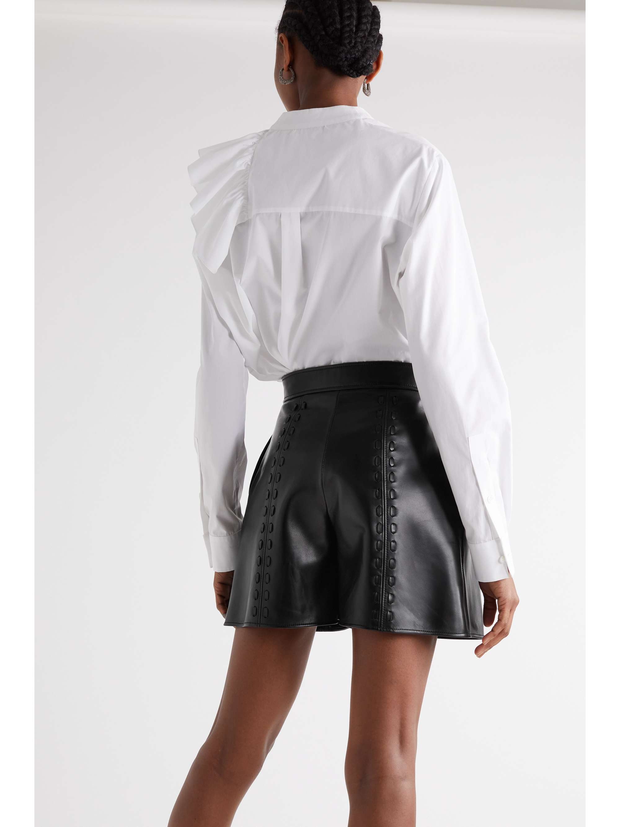 gray leather shorts