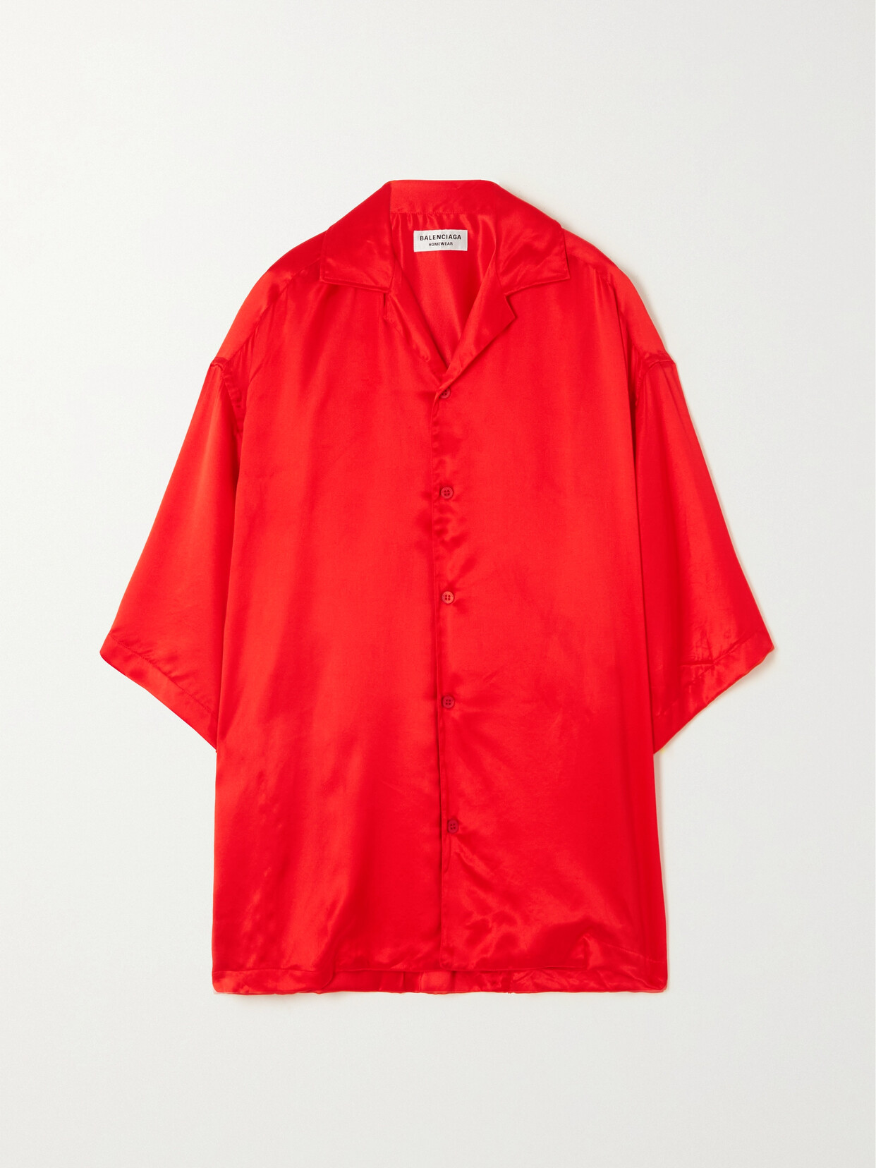 Balenciaga Oversized Crinkled Silk-satin Shirt - Red