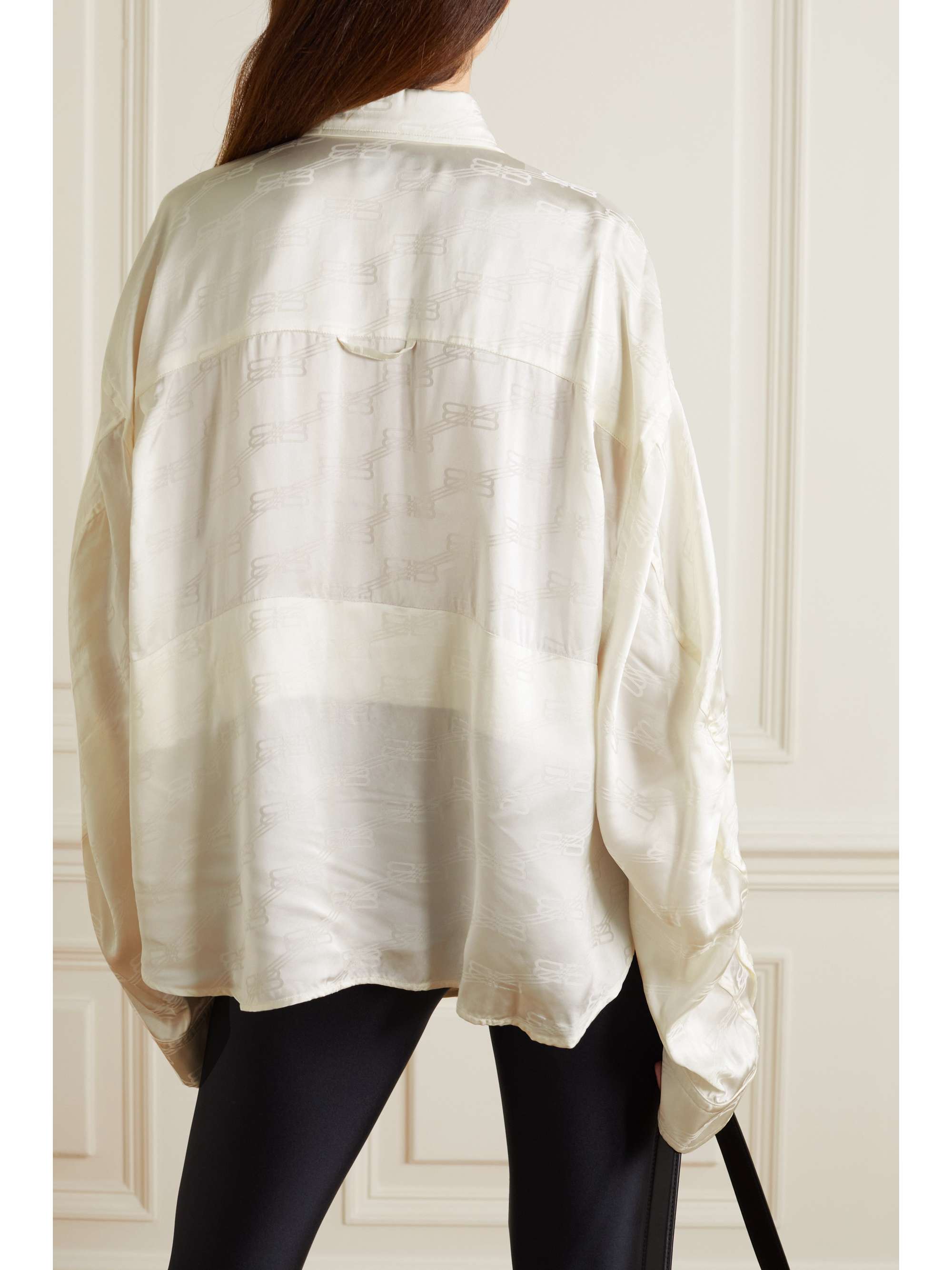 BALENCIAGA Oversized crinkled satin-jacquard shirt | NET-A-PORTER