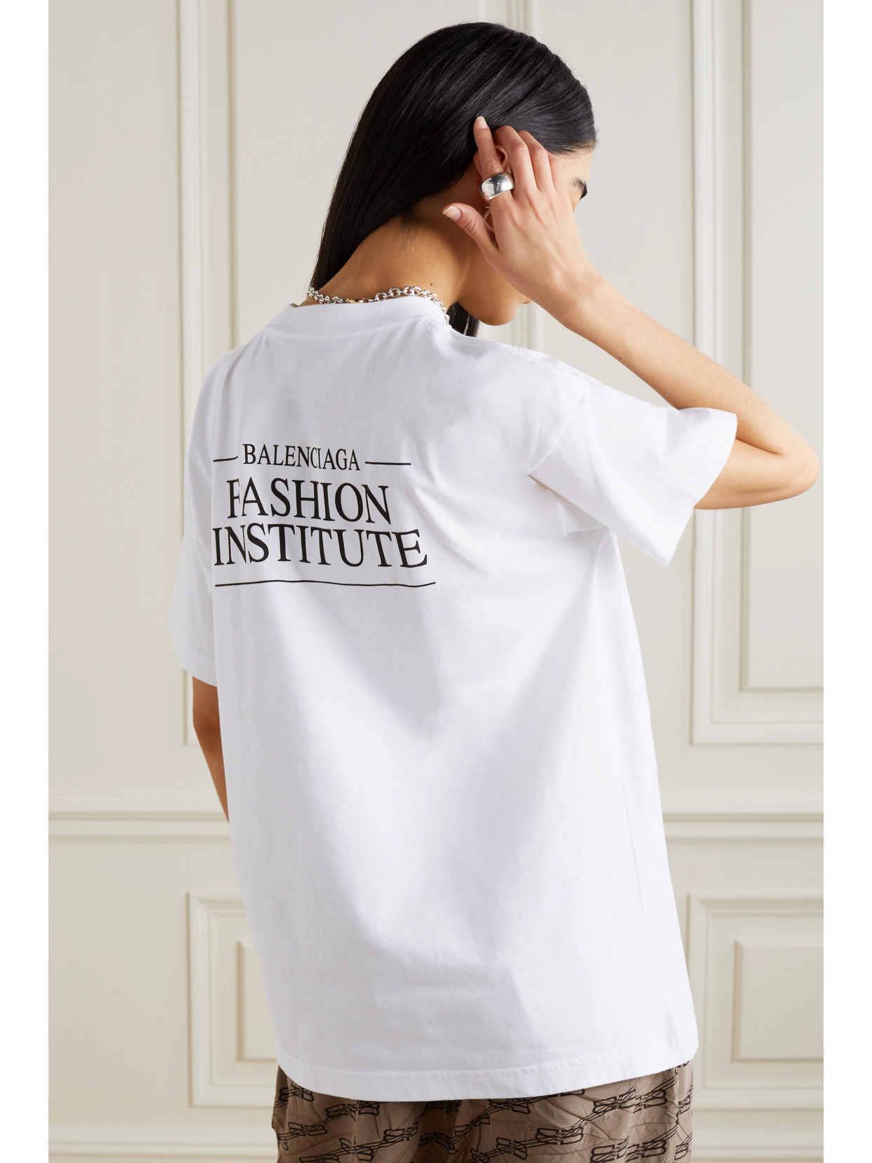 Shop Balenciaga Printed Cotton-jersey T-shirt In White