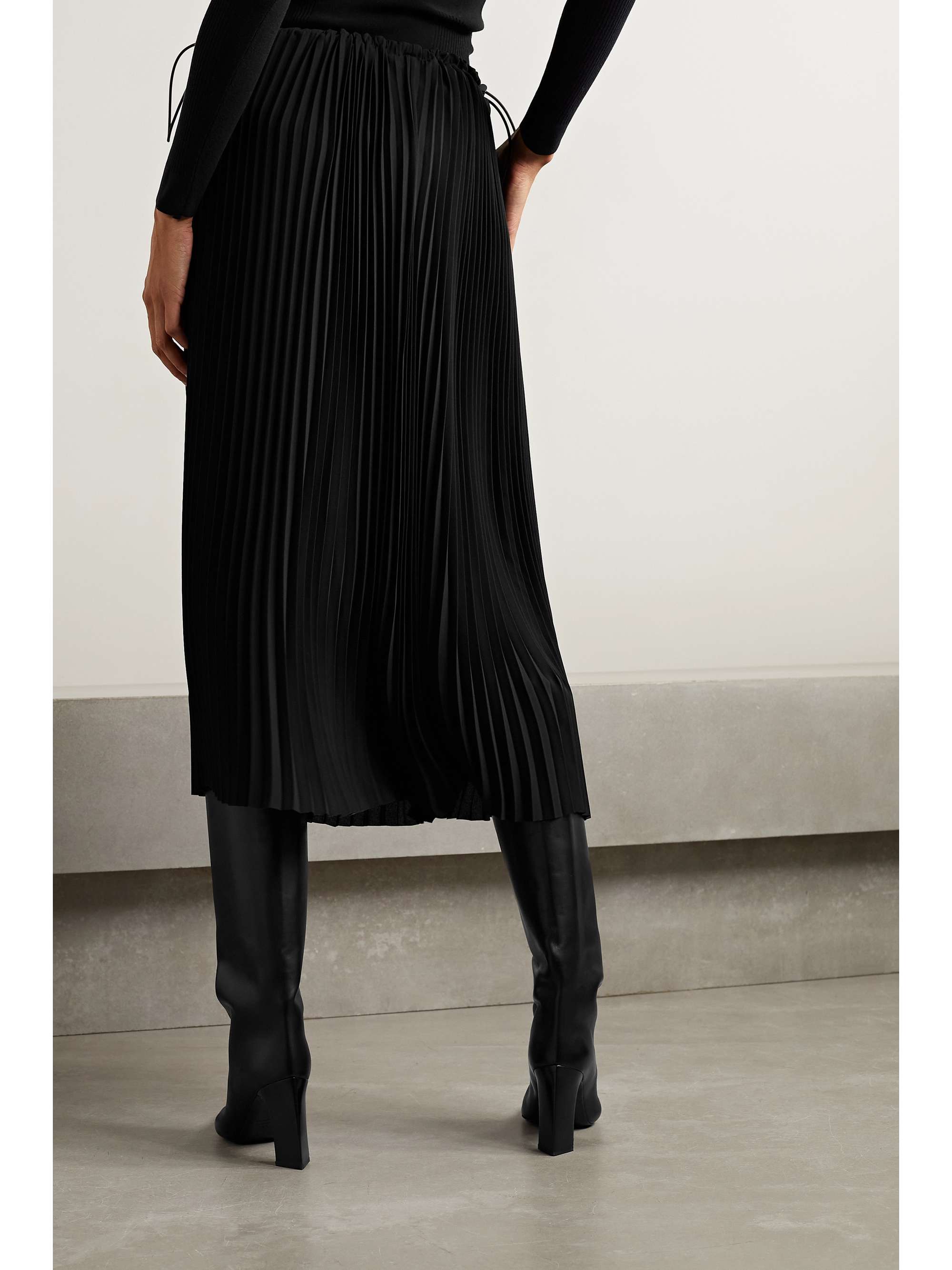 BALENCIAGA Pleated printed crepe de chine midi skirt
