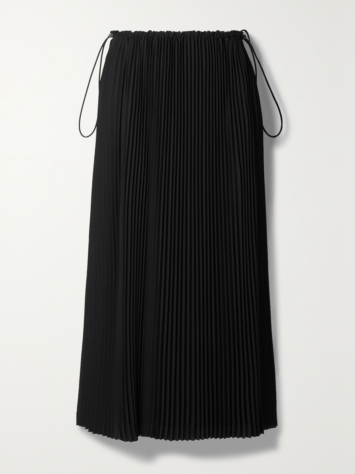 Balenciaga - Pleated Crepe De Chine Midi Skirt - Black