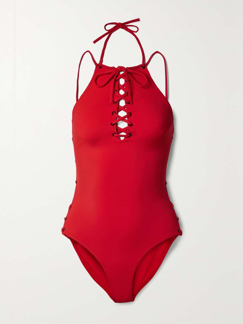 Balenciaga ace-up Halterneck Swimsuit