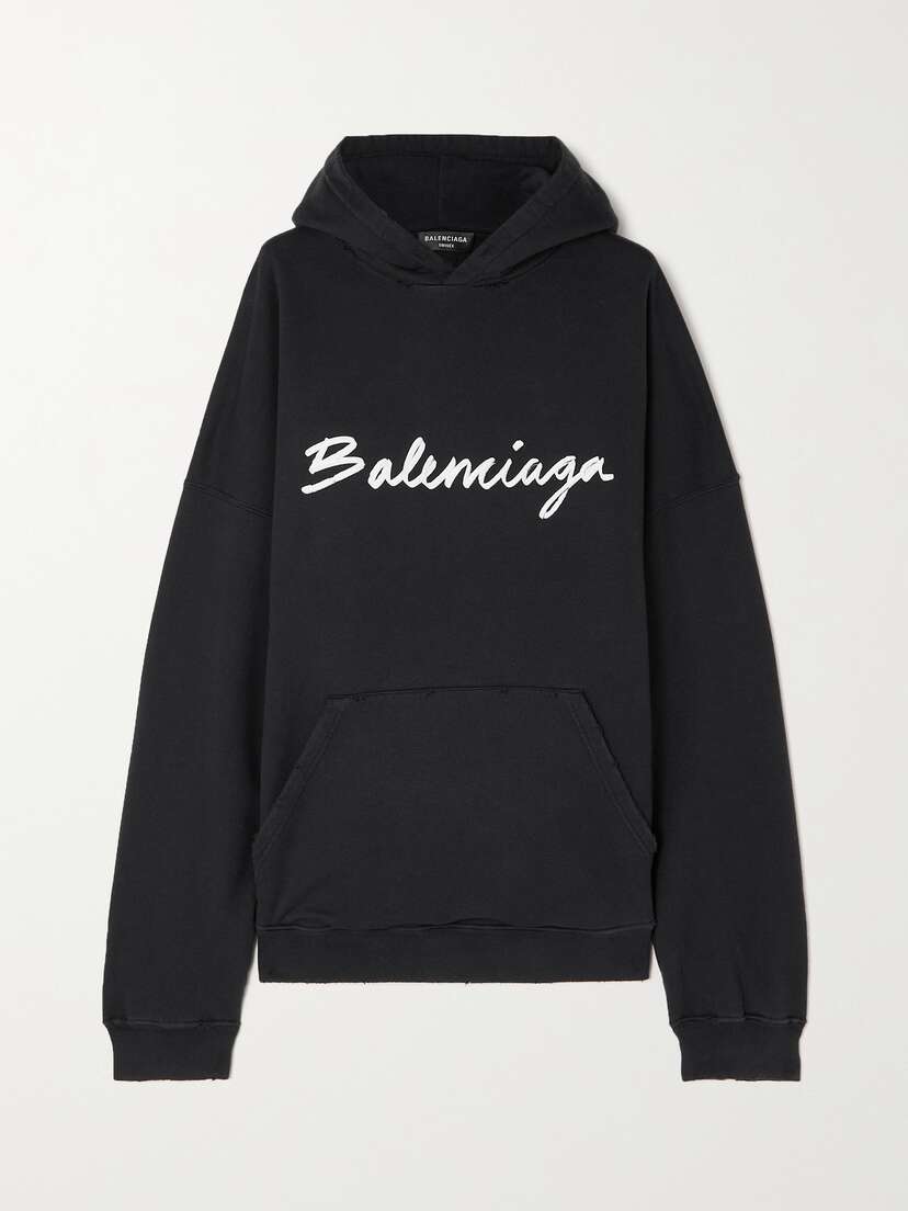 Balenciaga Printed Cotton-jersey Hoodie
