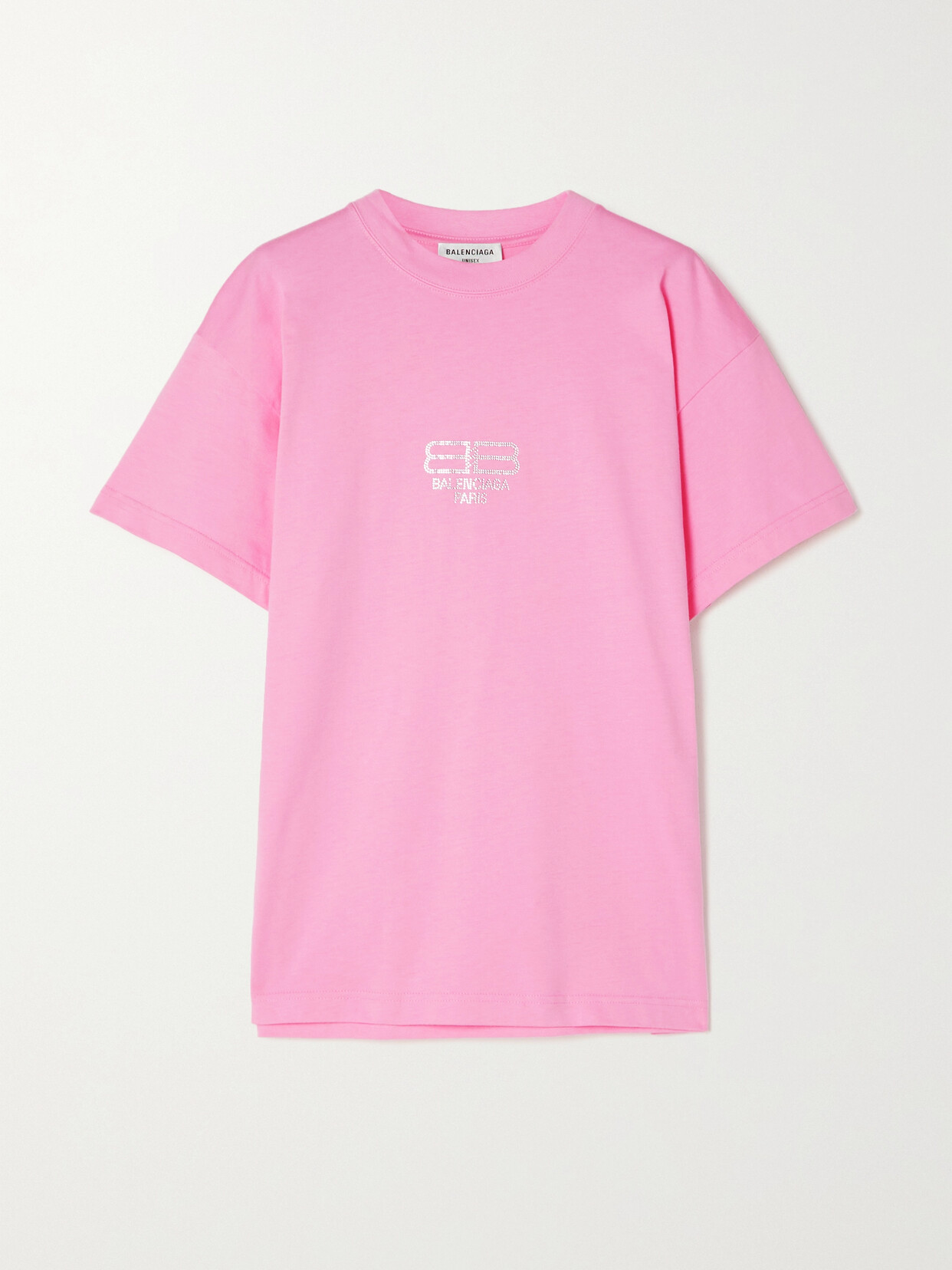 Balenciaga Crystal-embellished Cotton-jersey T-shirt In Pink