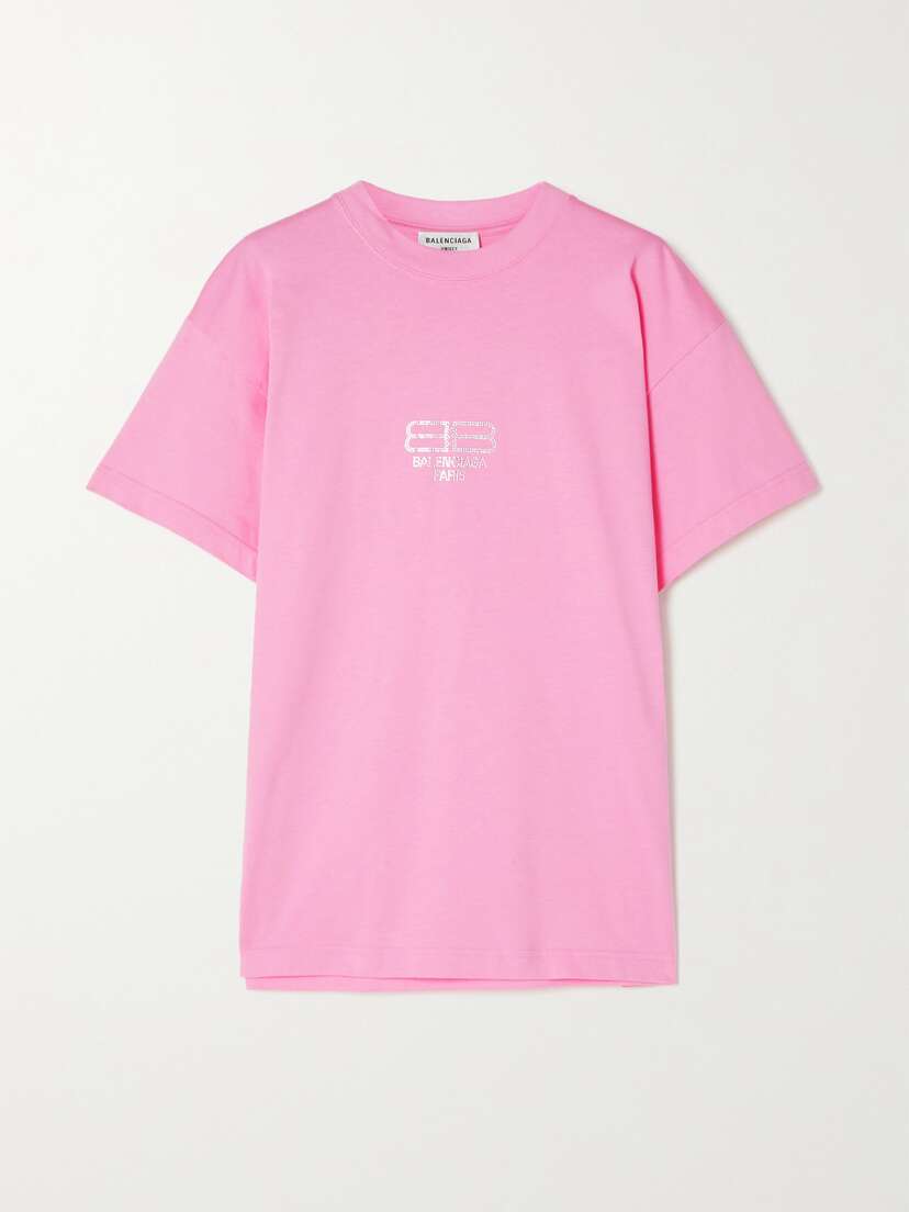 Balenciaga Crystal-embellished Cotton-jersey T-shirt