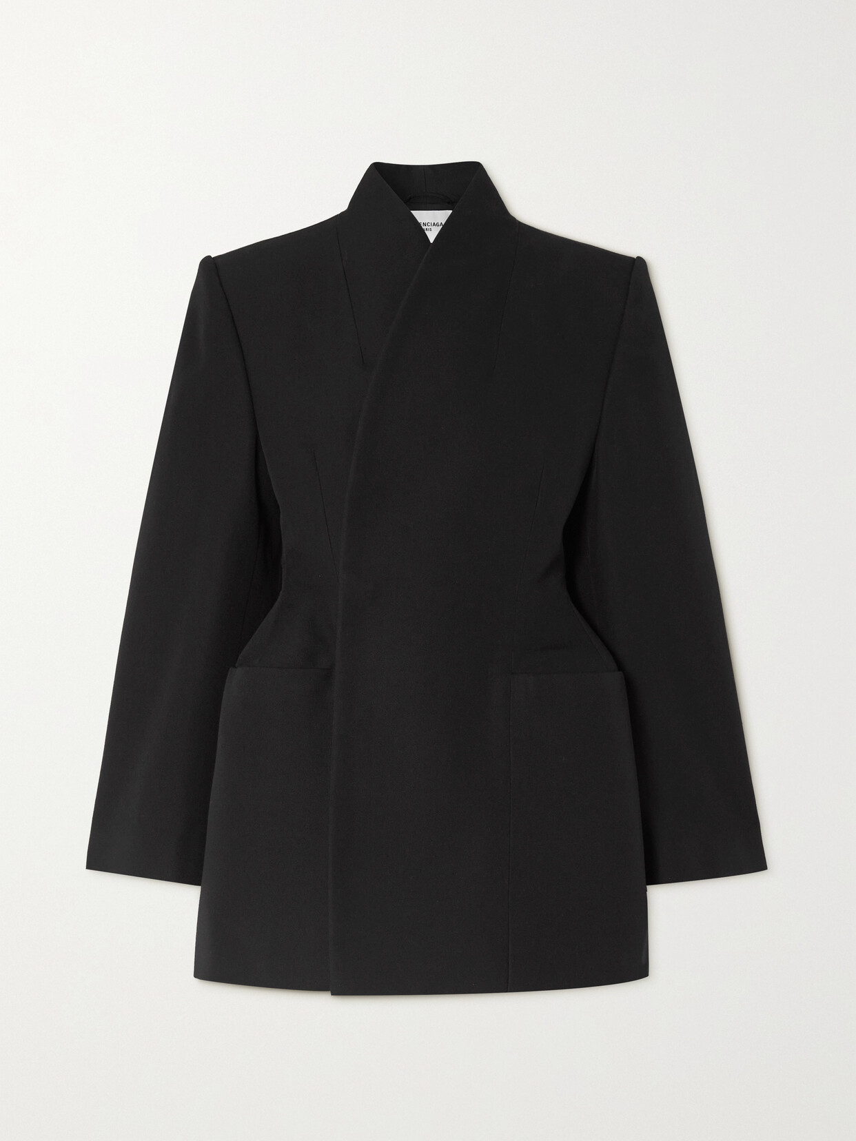 Shop Balenciaga Hourglass Wool-gabardine Jacket In Black