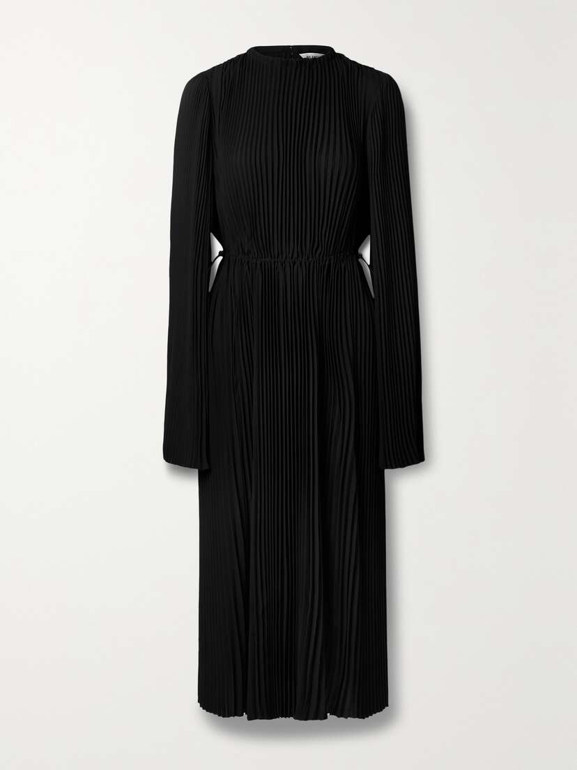 Balenciaga Pleated Crepe De Chine Midi Dress