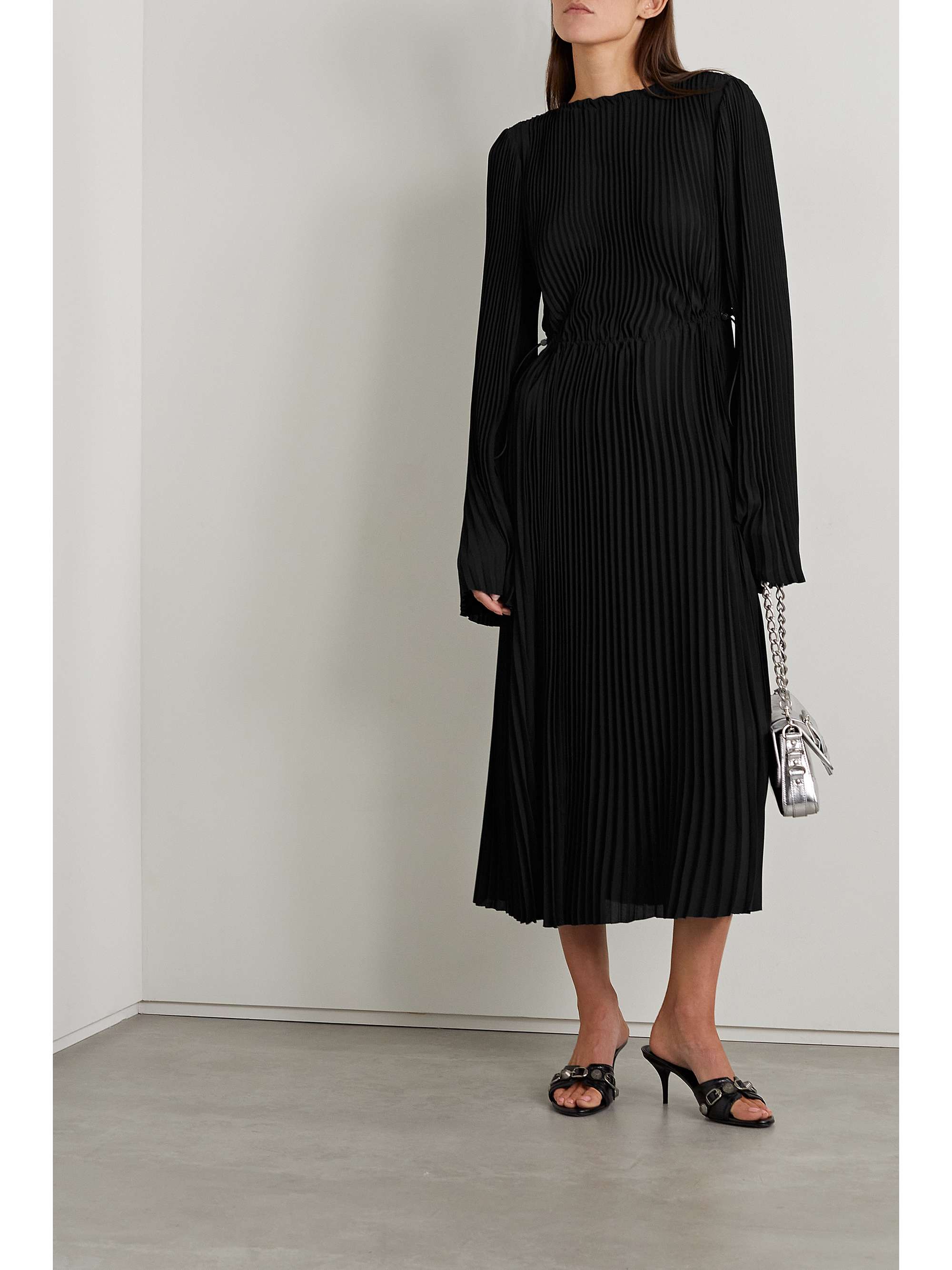 BALENCIAGA Pleated crepe de midi dress | NET-A-PORTER